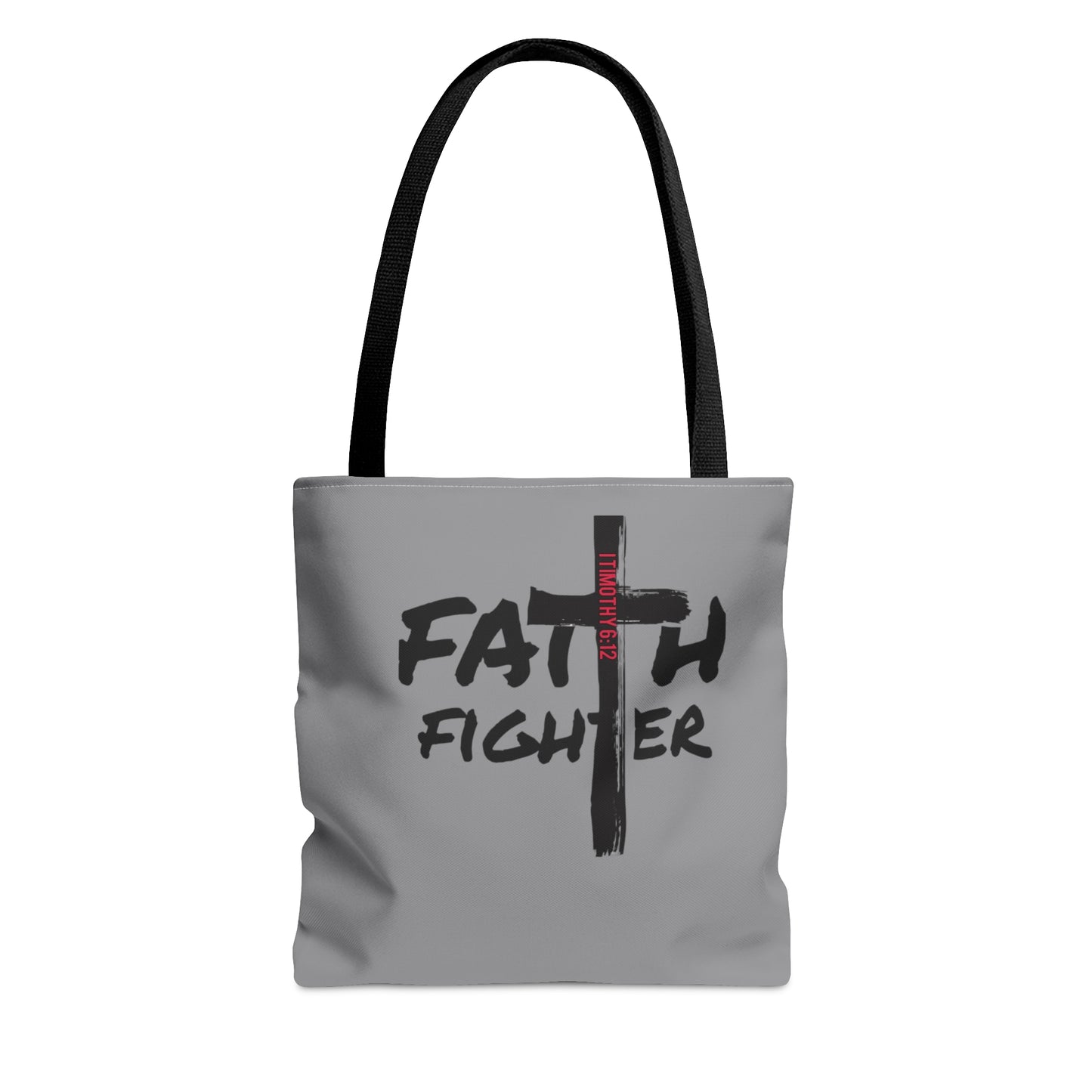 Collection A: “Faith Fighter” Light Grey Tote Bag