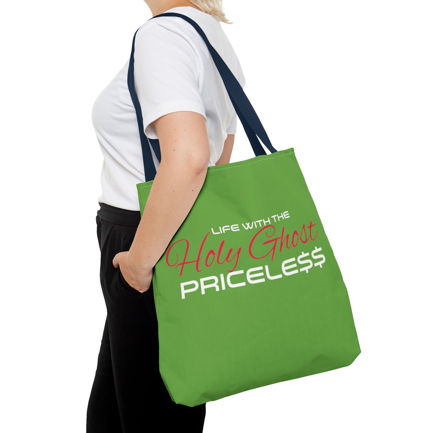 Collection A “Holy Ghost PRICELESS “ Green Tote Bag