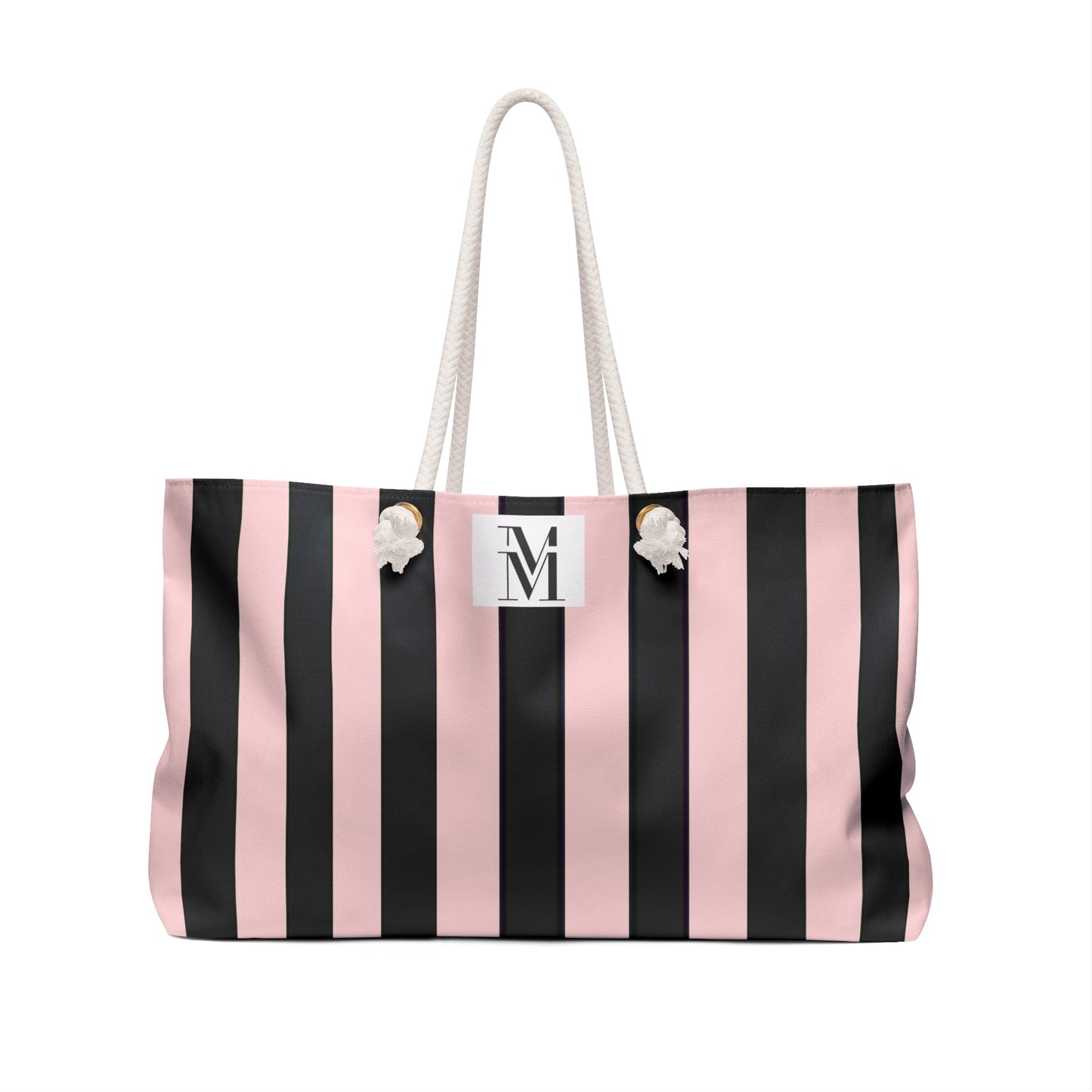 Mss Mia Pink/Black Stripe Weekender Bag