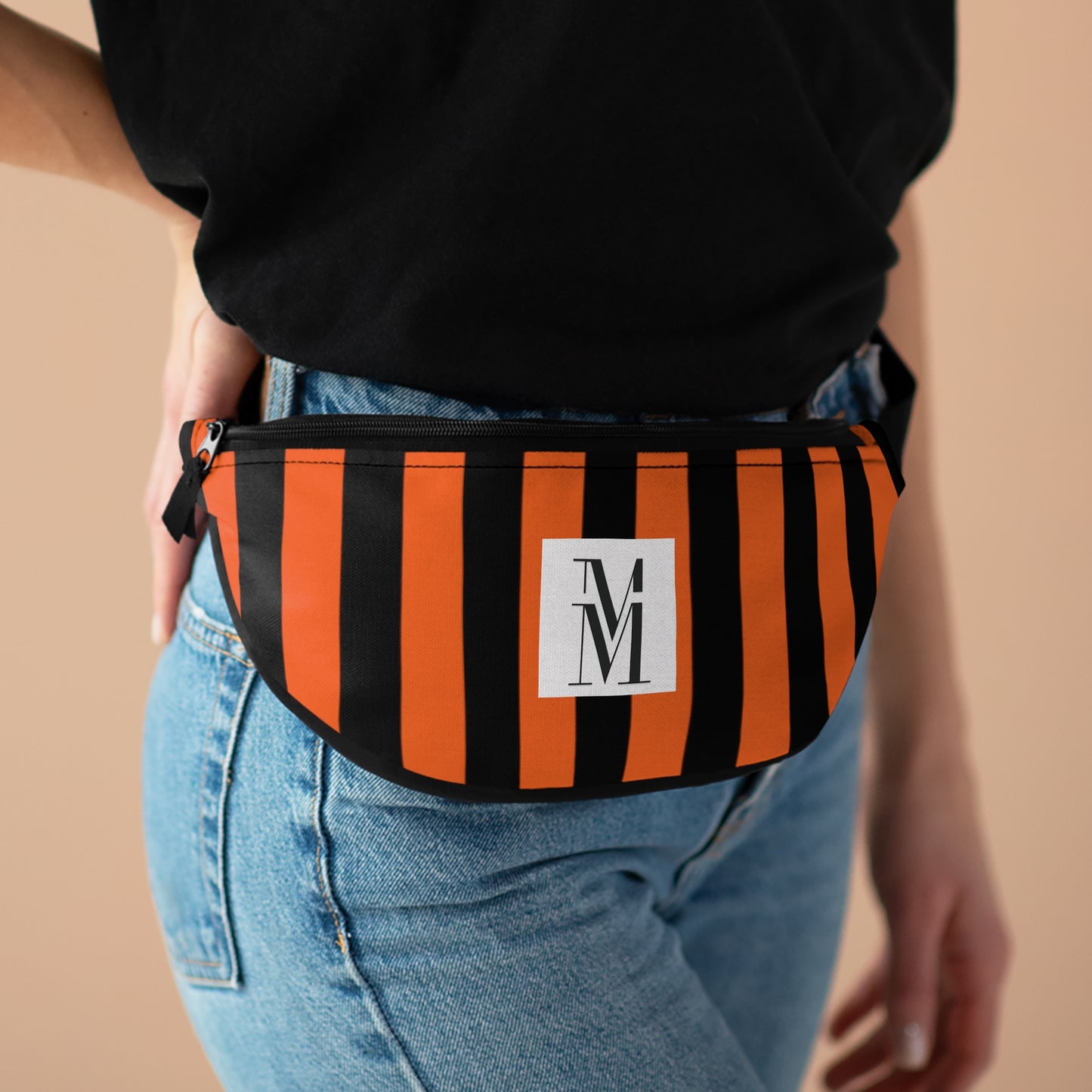 Mss Mia Orange w/Black Rugby Stripe Fanny Pack