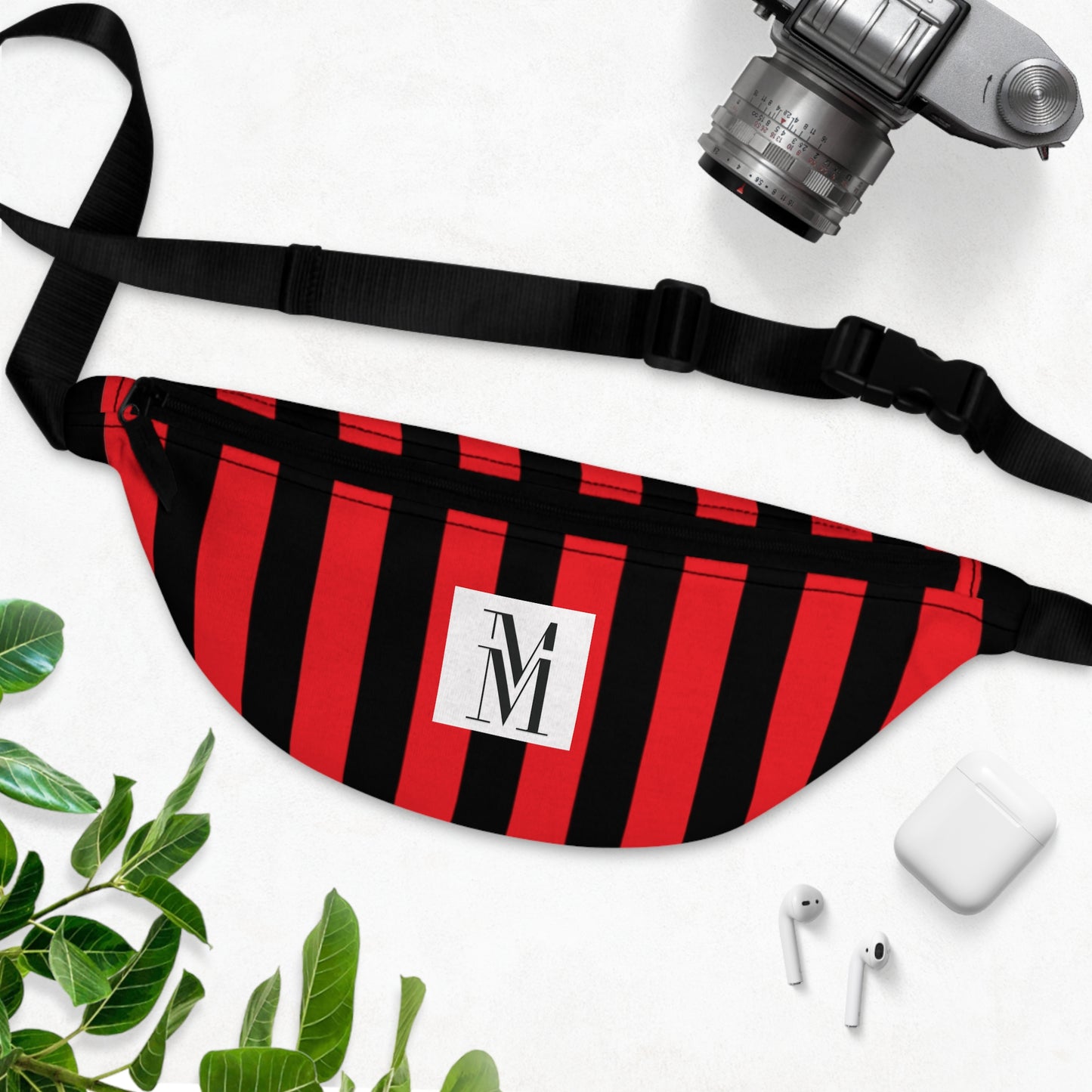 Mss Mia Red w/Black Rugby Stripe Fanny Pack