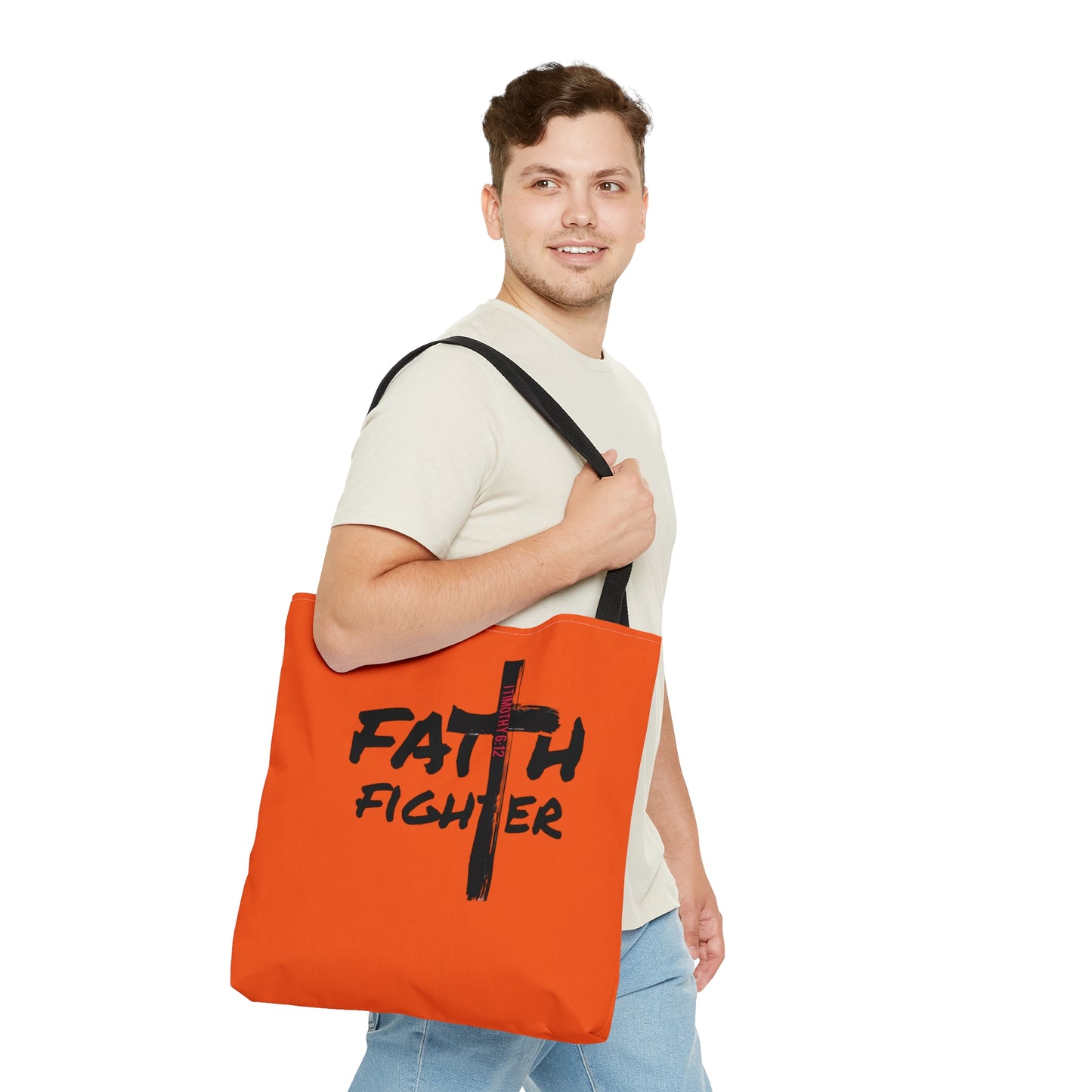 Collection A: “Faith Fighter”  Orange Tote Bag