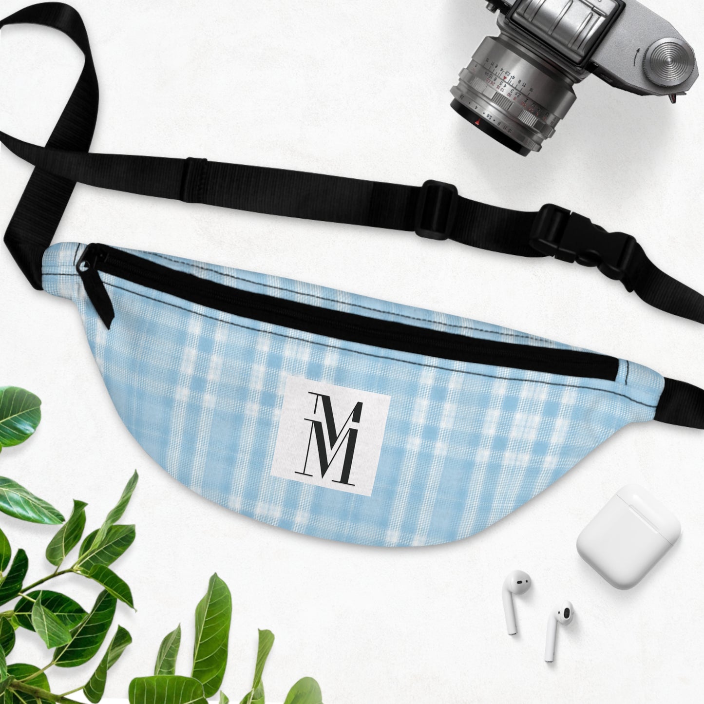 Mss Mia Light Blue Plaid Fanny Pack