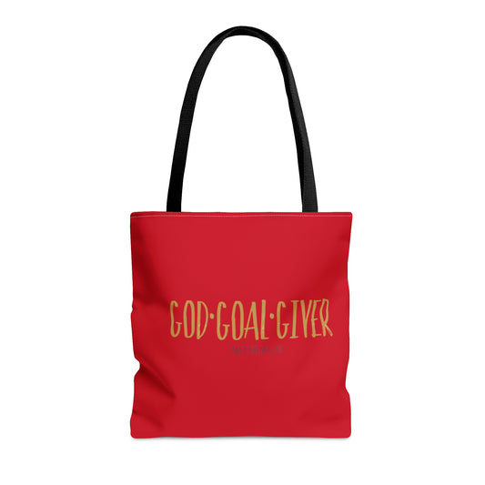 “Goal Giver” Dark Red Tote Bag