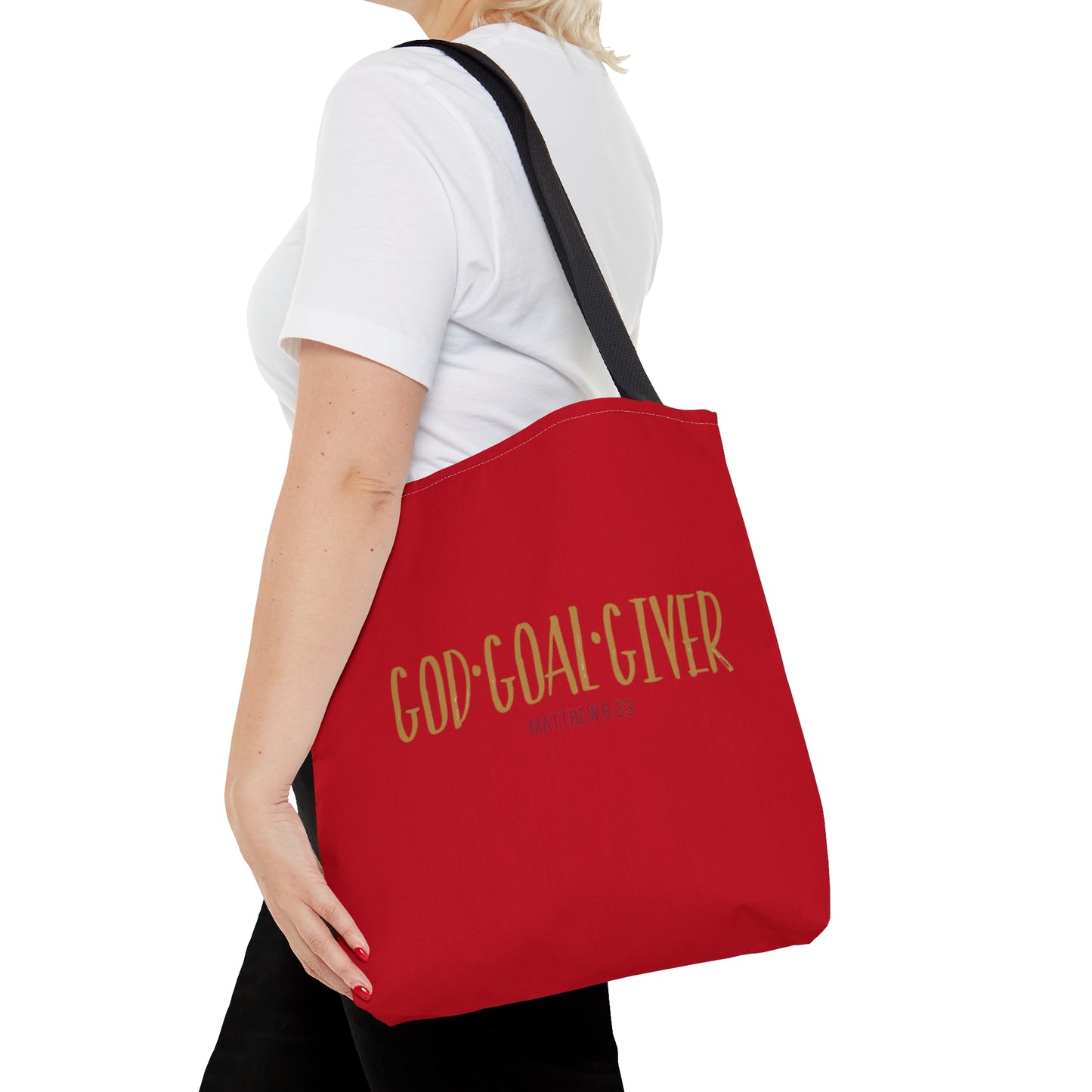 “Goal Giver” Dark Red Tote Bag