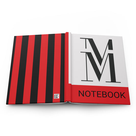 Mss Mia Red/ Black Hardcover Stripe Journal Matte