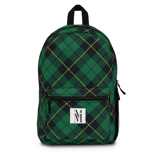 Mss Mia Dark Green Plaid Backpack