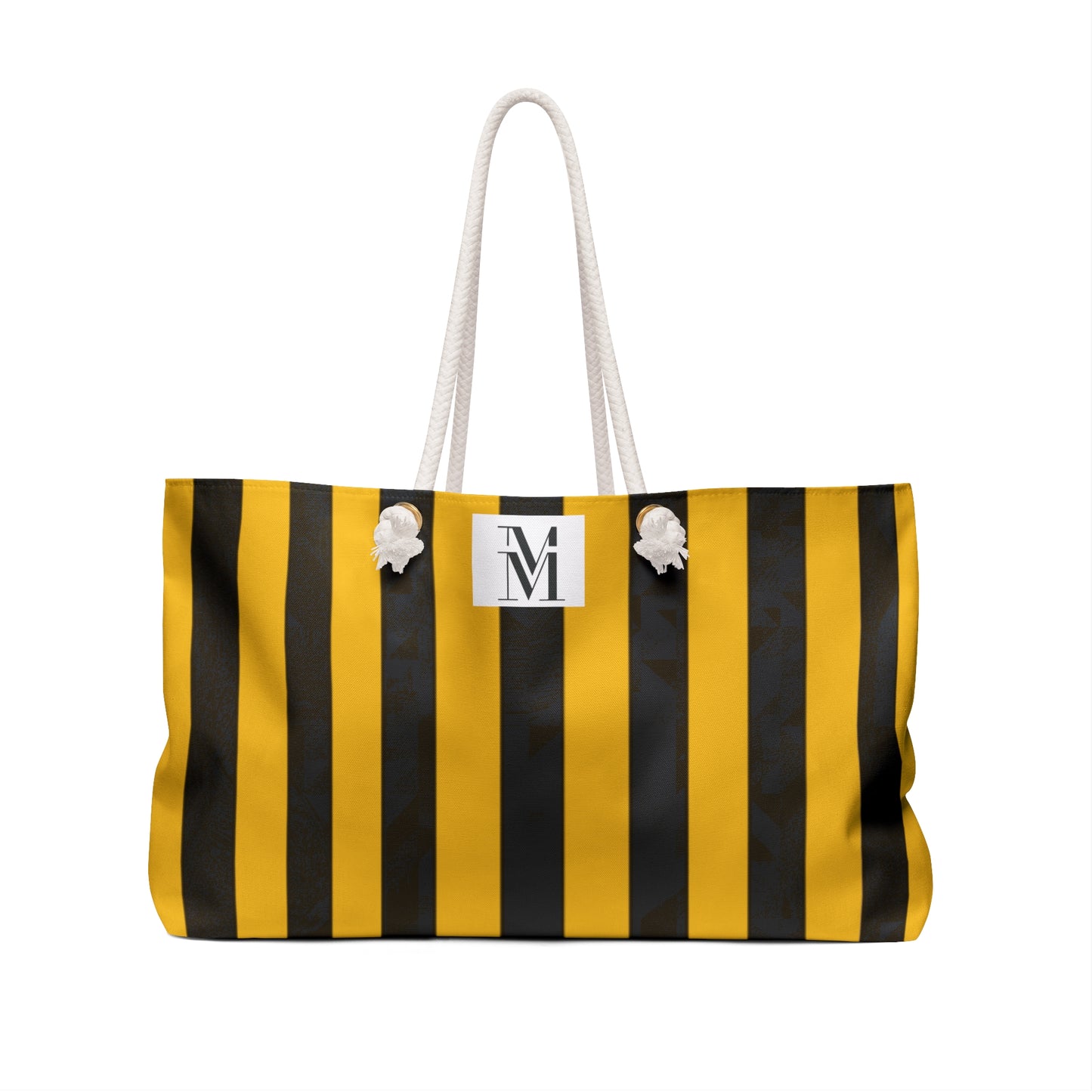 Mss Mia Yellow/ Black Stripe Weekender Bag