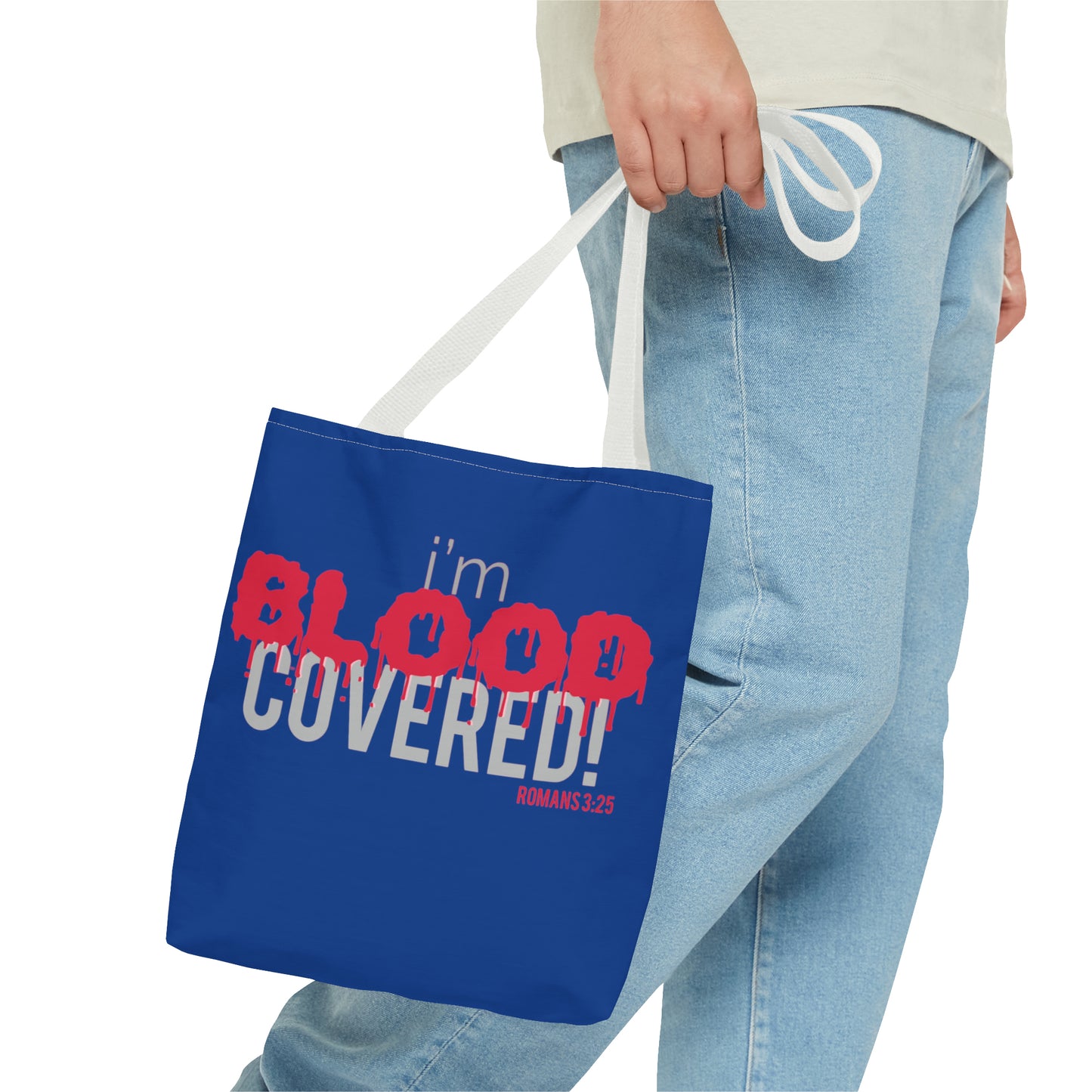 Collection B: “BLOOD Covered” Blue Tote Bag