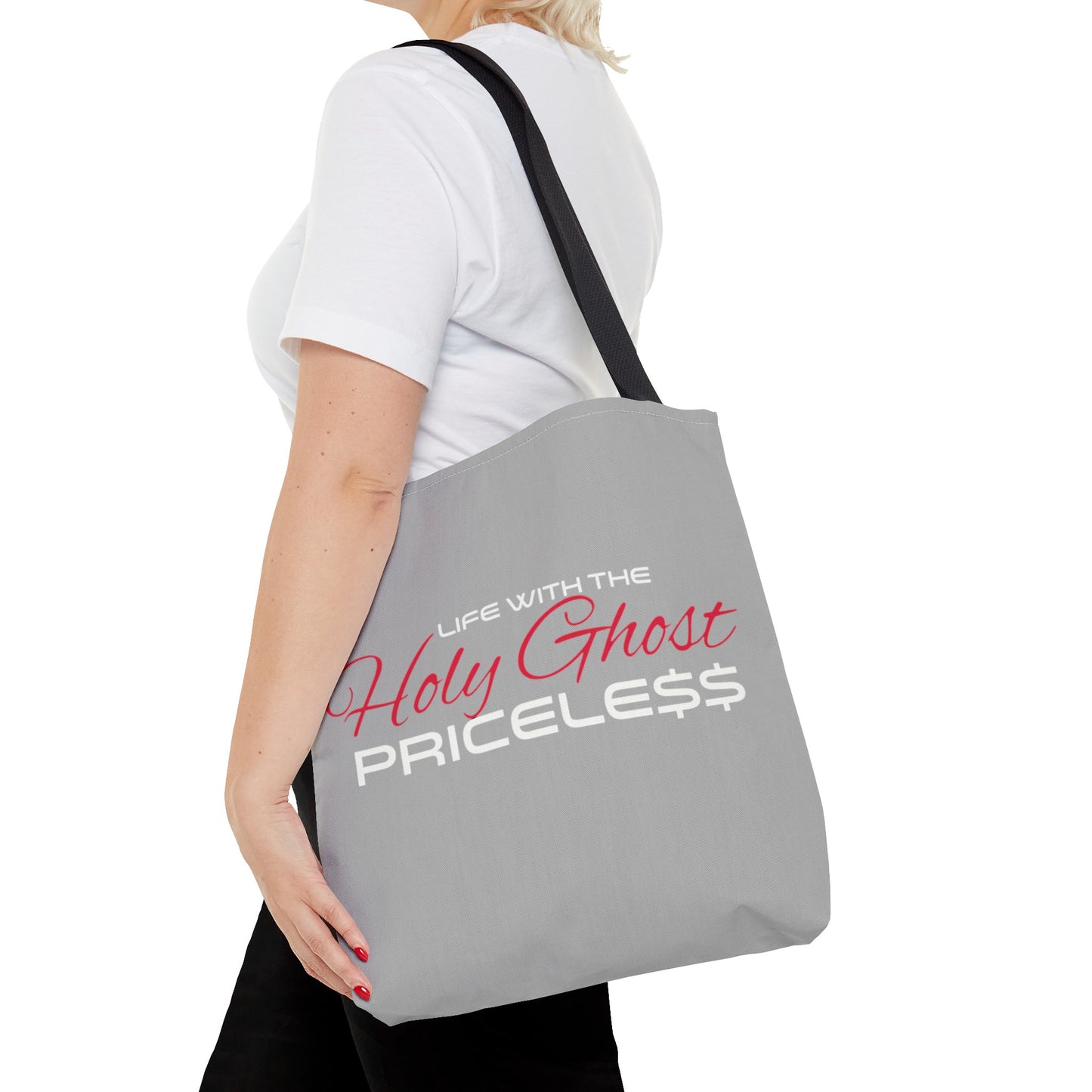 Collection A “Holy Ghost PRICELESS “ Grey Tote Bag