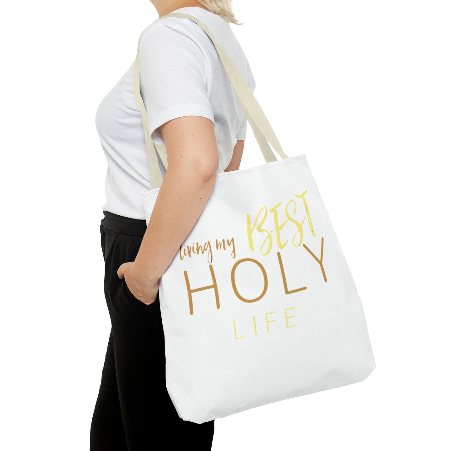 Collection A: “HOLYlife” White Tote Bag