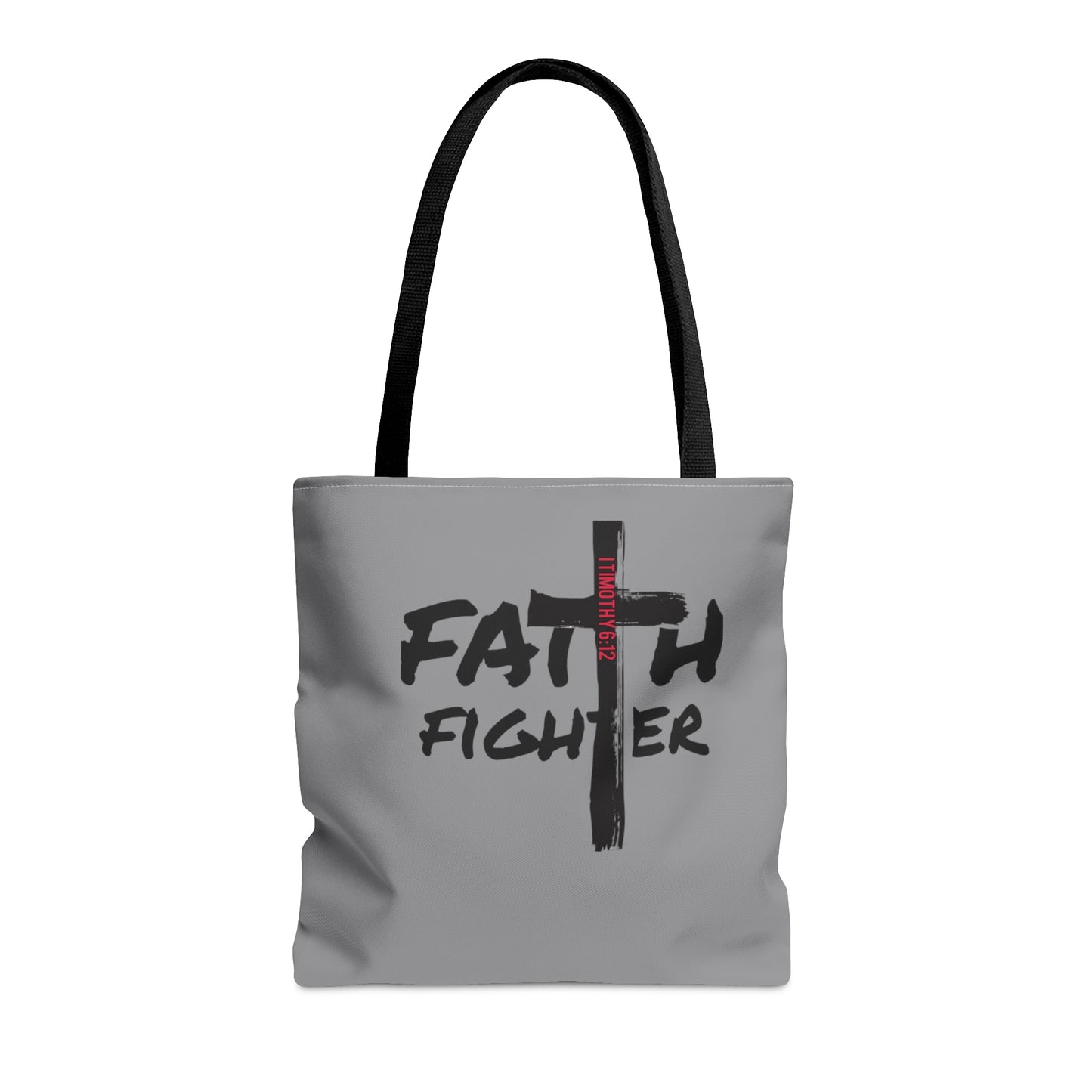 Collection A: “Faith Fighter” Light Grey Tote Bag