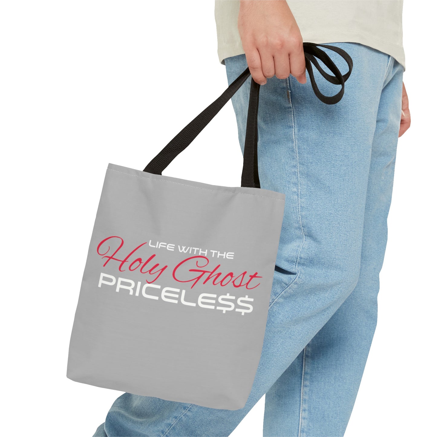 Collection A “Holy Ghost PRICELESS “ Grey Tote Bag