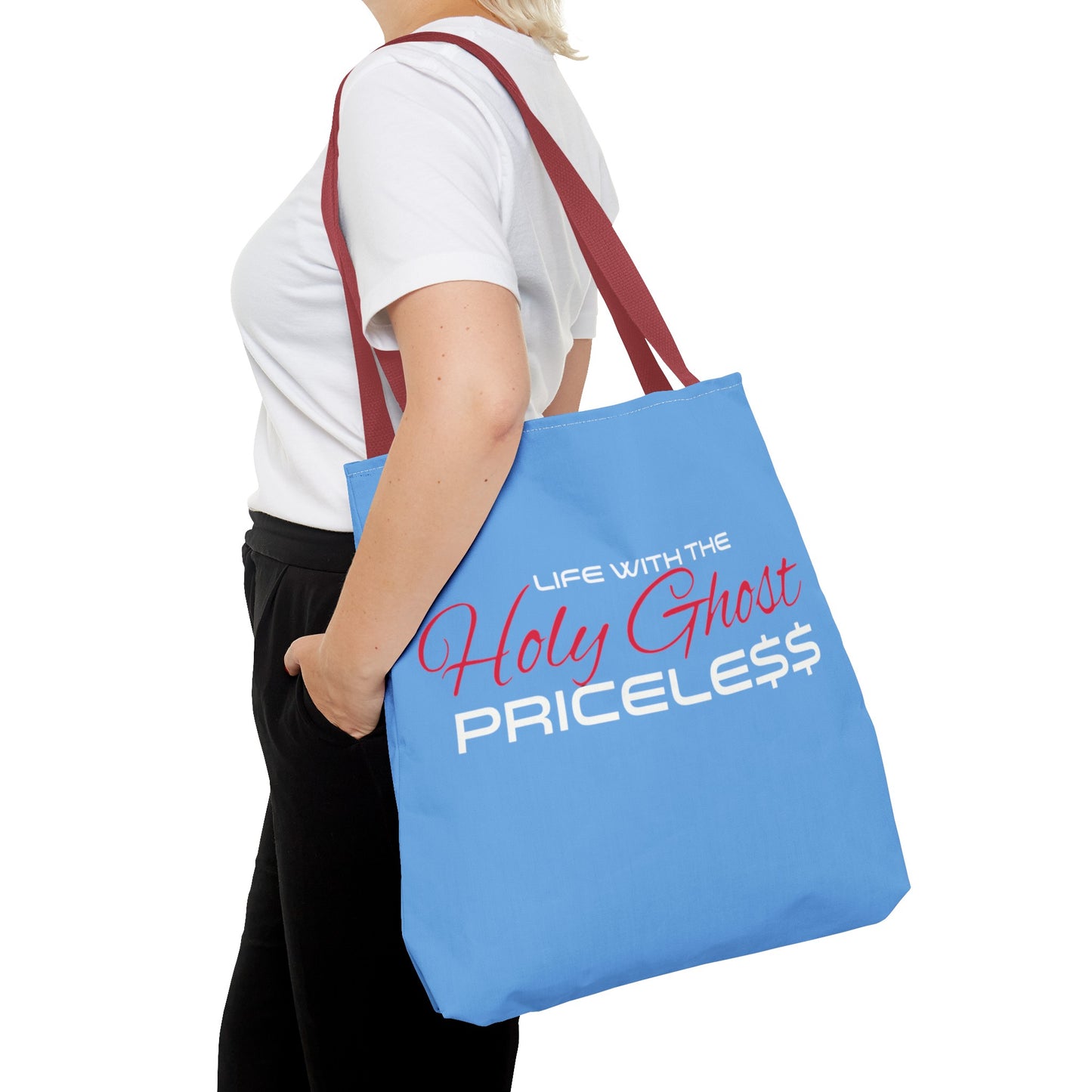 Collection A “Holy Ghost PRICELESS “ Blue Tote Bag