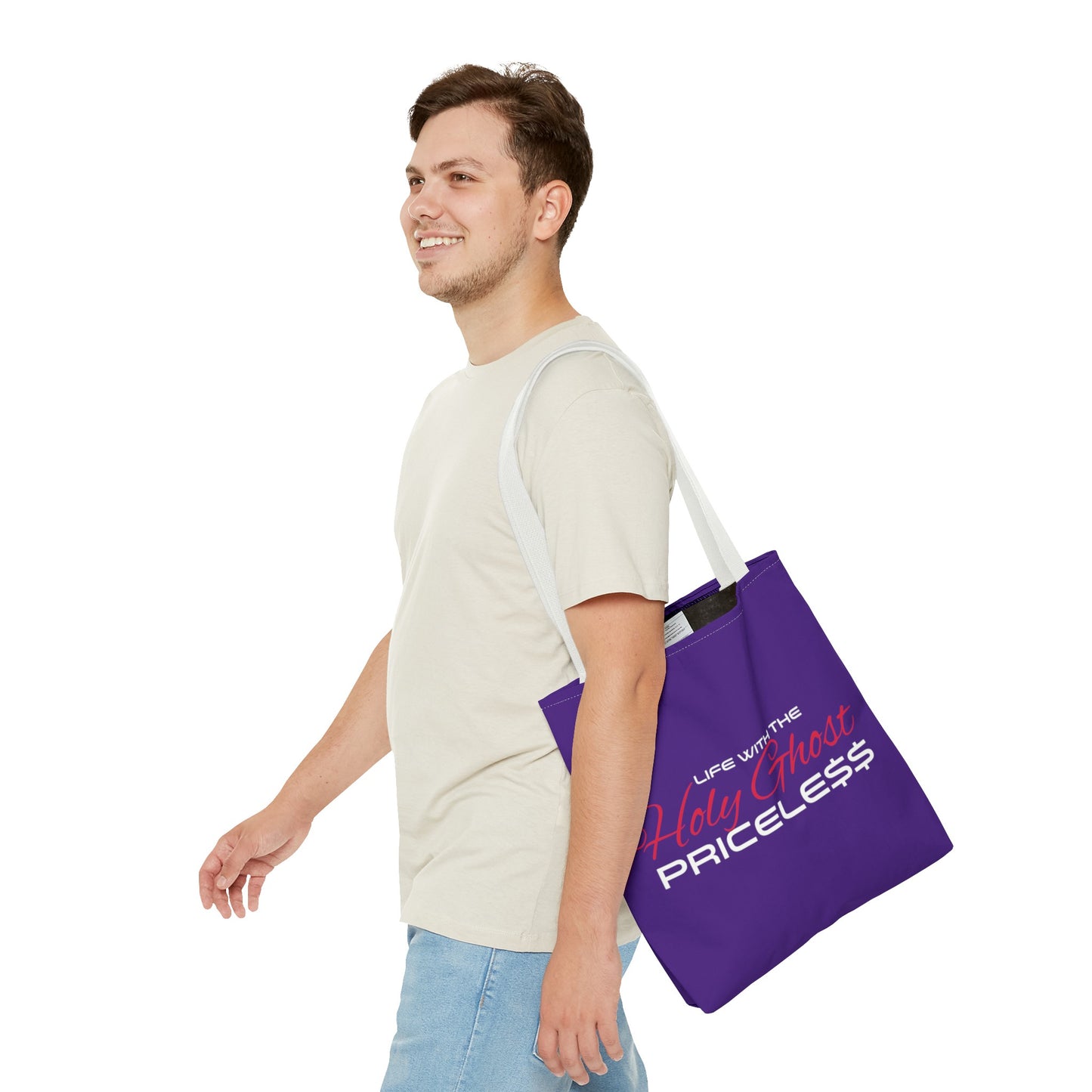 Collection A “Holy Ghost PRICELESS” Purple Tote Bag