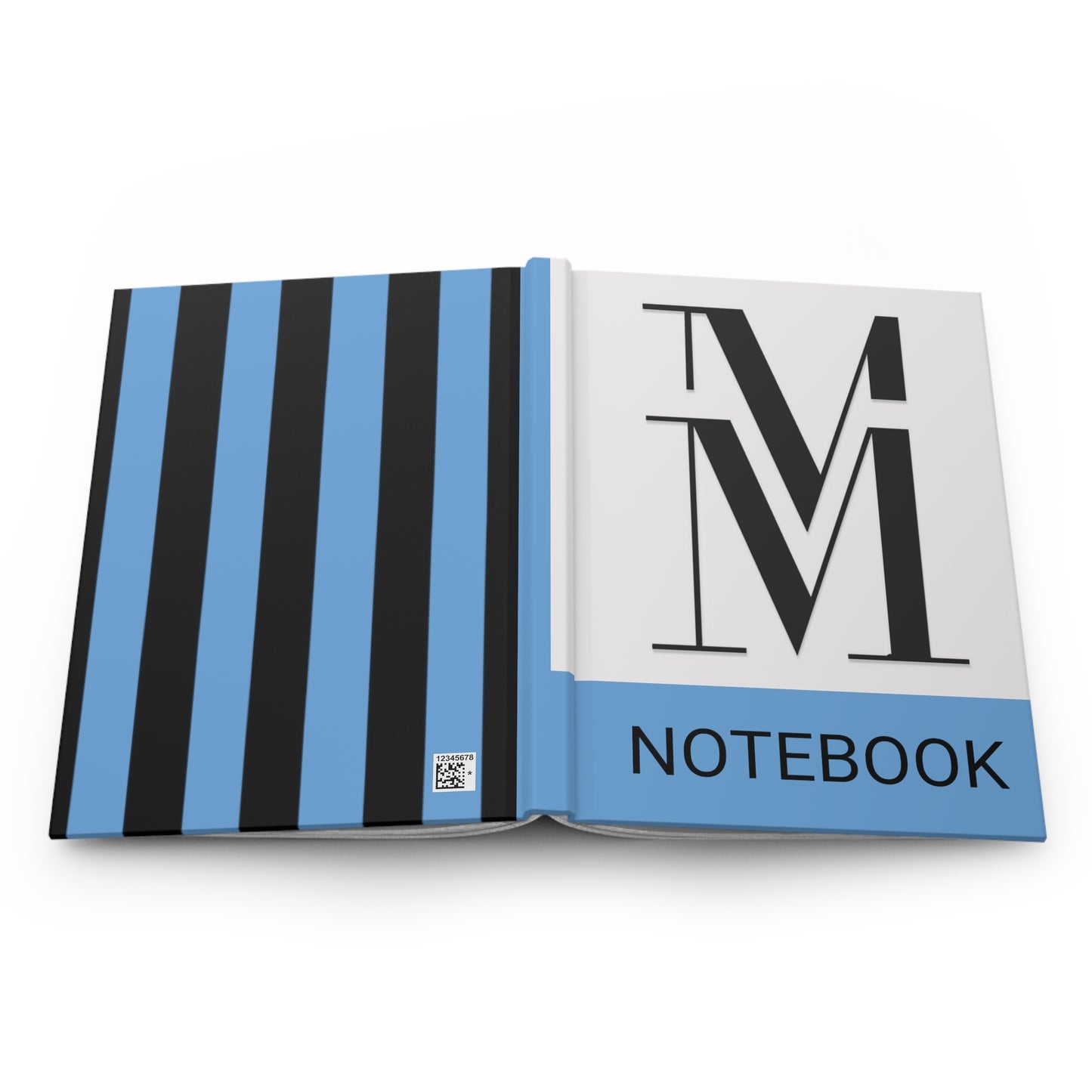 Mss Mia Light Blue Hardcover Stripe Journal Matte