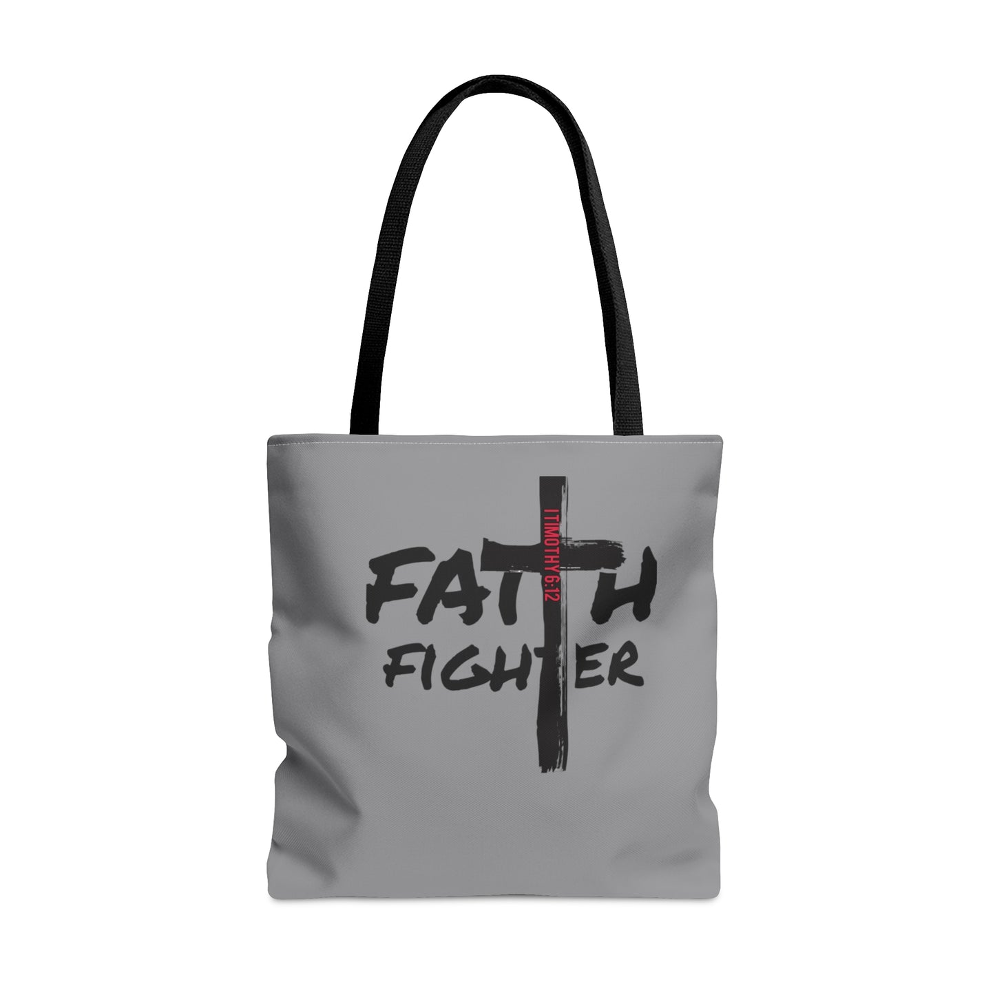 Collection A: “Faith Fighter” Light Grey Tote Bag