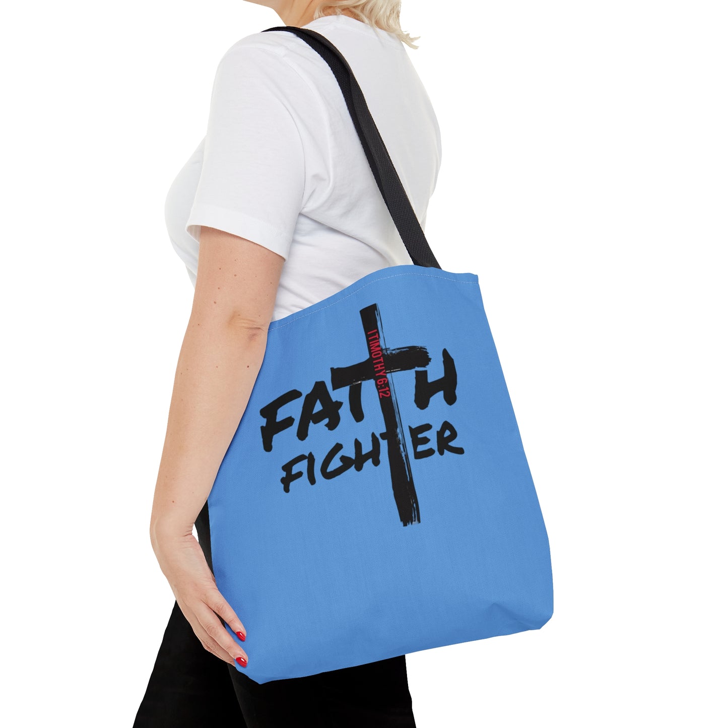 Collection A: “Faith Fighter” Light Blue Tote Bag