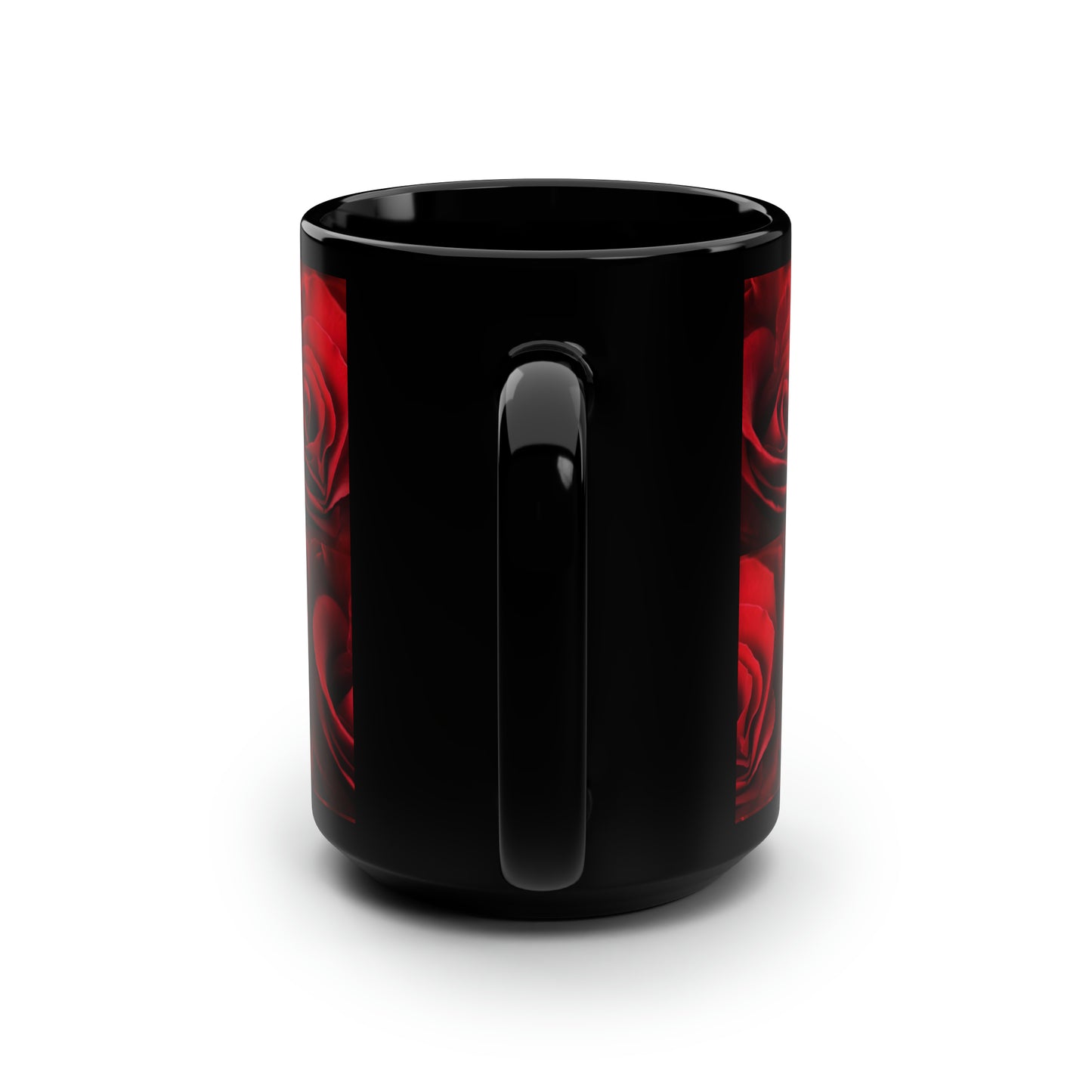 Red Rose Black Mug, 15oz