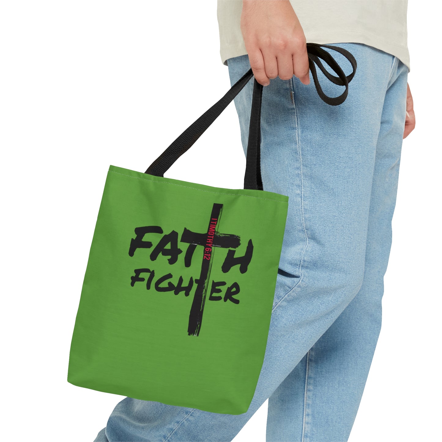 Collection A: “Faith Fighter” Light Green Tote Bag