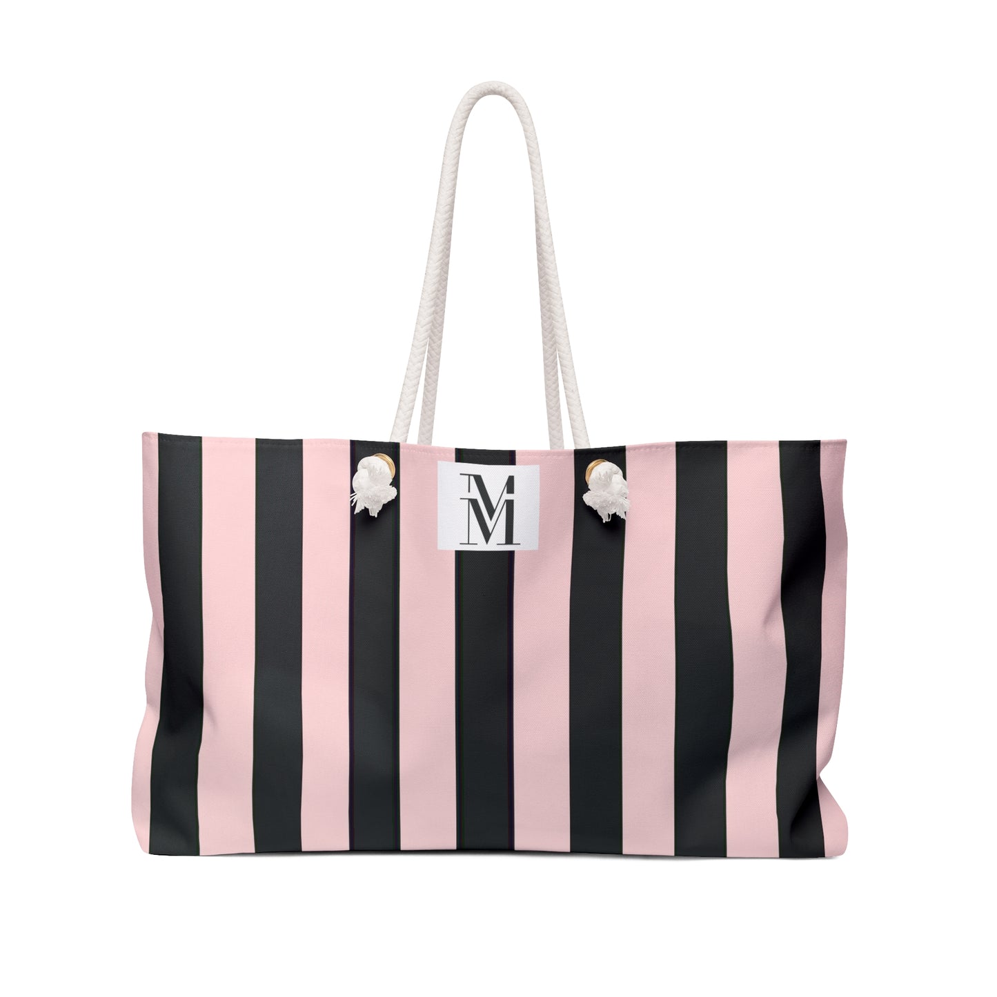 Mss Mia Pink/Black Stripe Weekender Bag