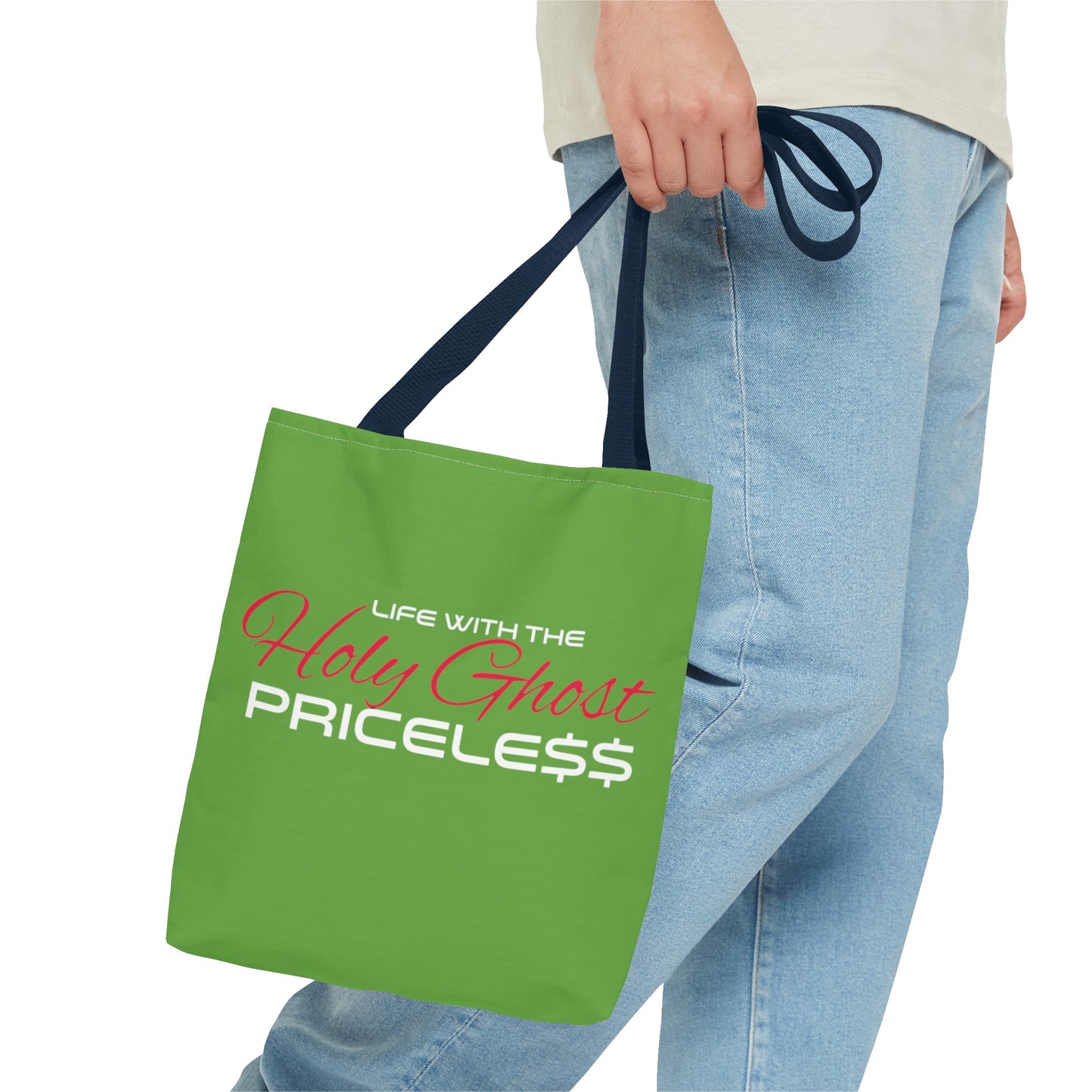 Collection A “Holy Ghost PRICELESS “ Green Tote Bag