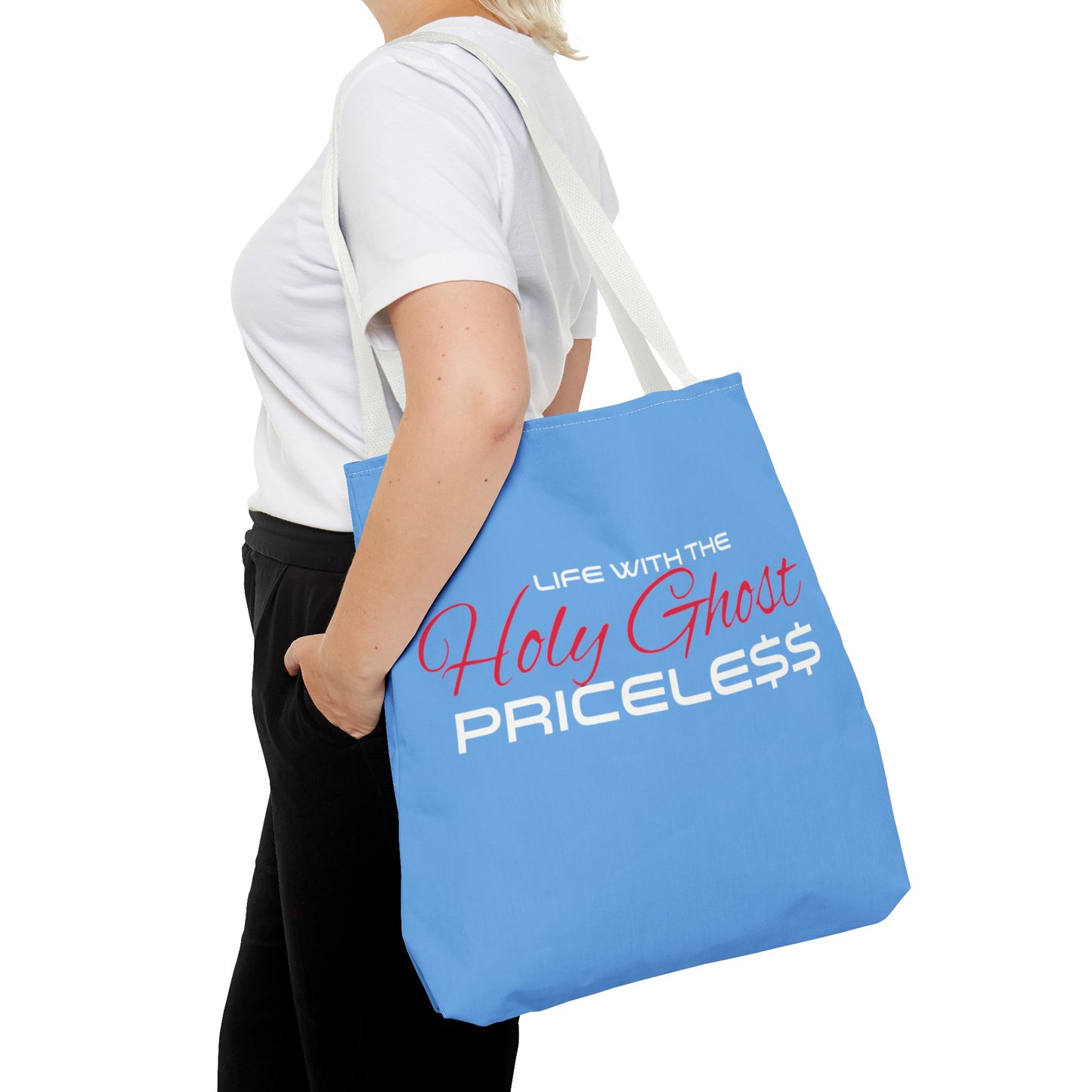 Collection A “Holy Ghost PRICELESS “ Blue Tote Bag