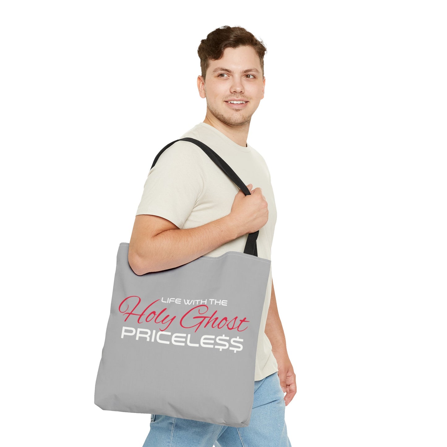 Collection A “Holy Ghost PRICELESS “ Grey Tote Bag