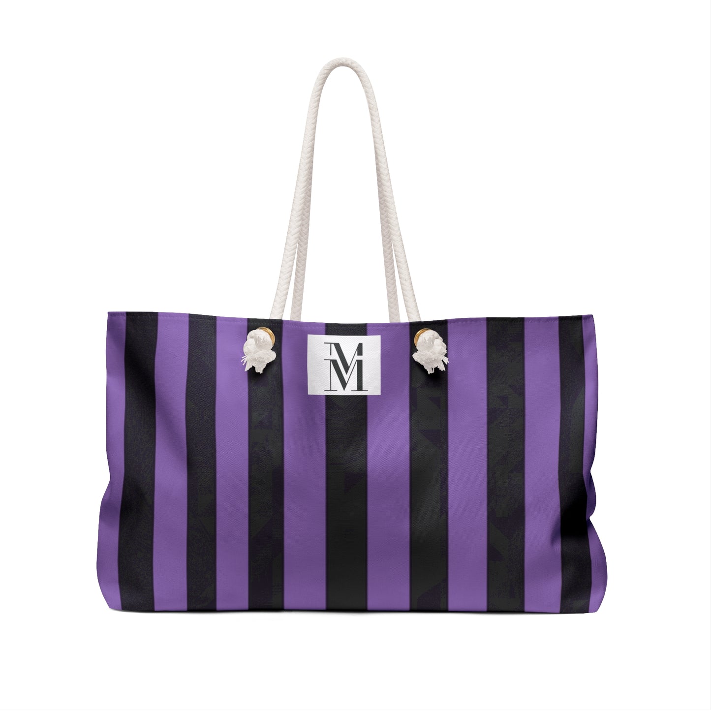 Mss Mia Purple/ Black Stripe Weekender Bag