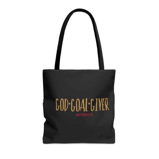 “Goal Giver” Black Tote Bag