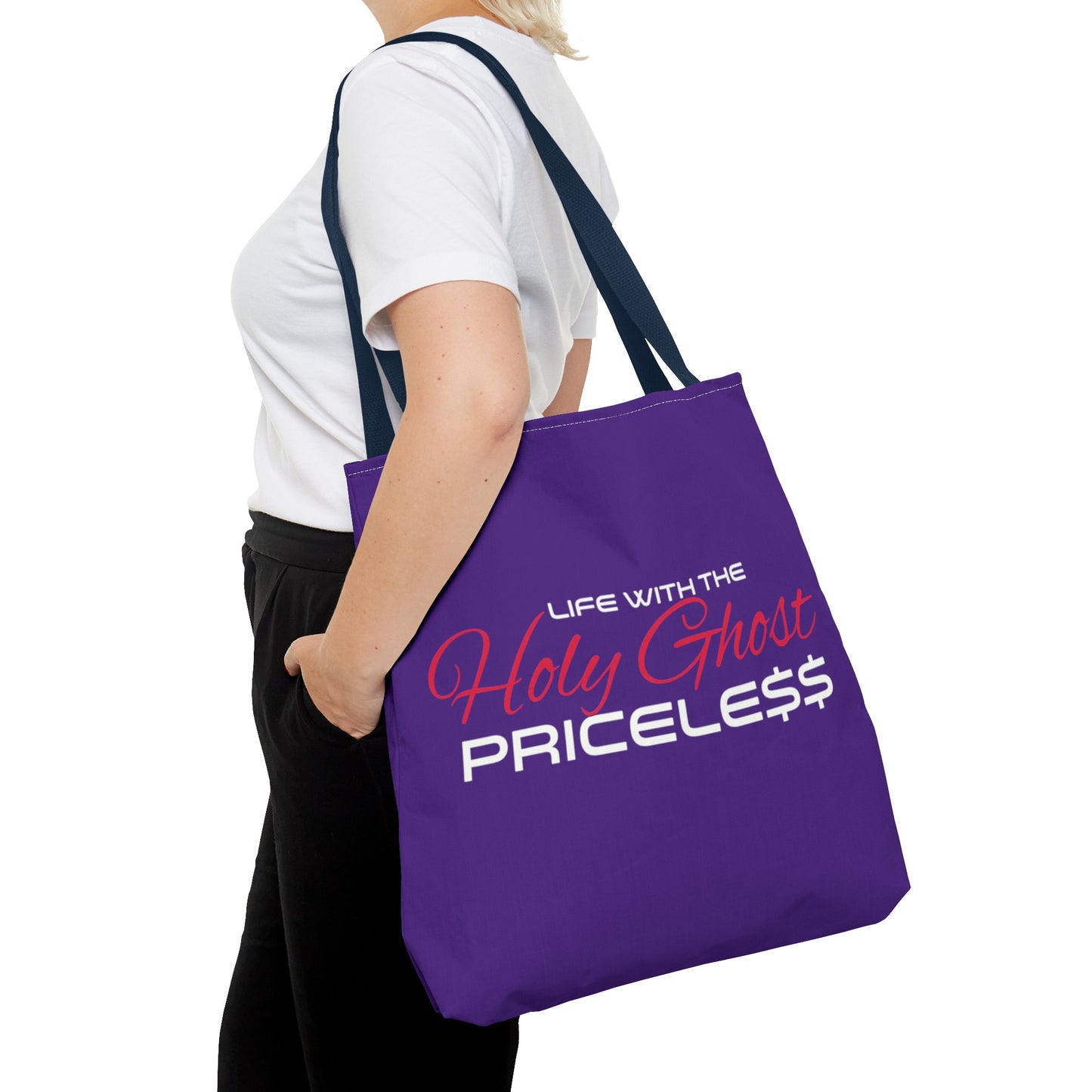 Collection A “Holy Ghost PRICELESS” Purple Tote Bag