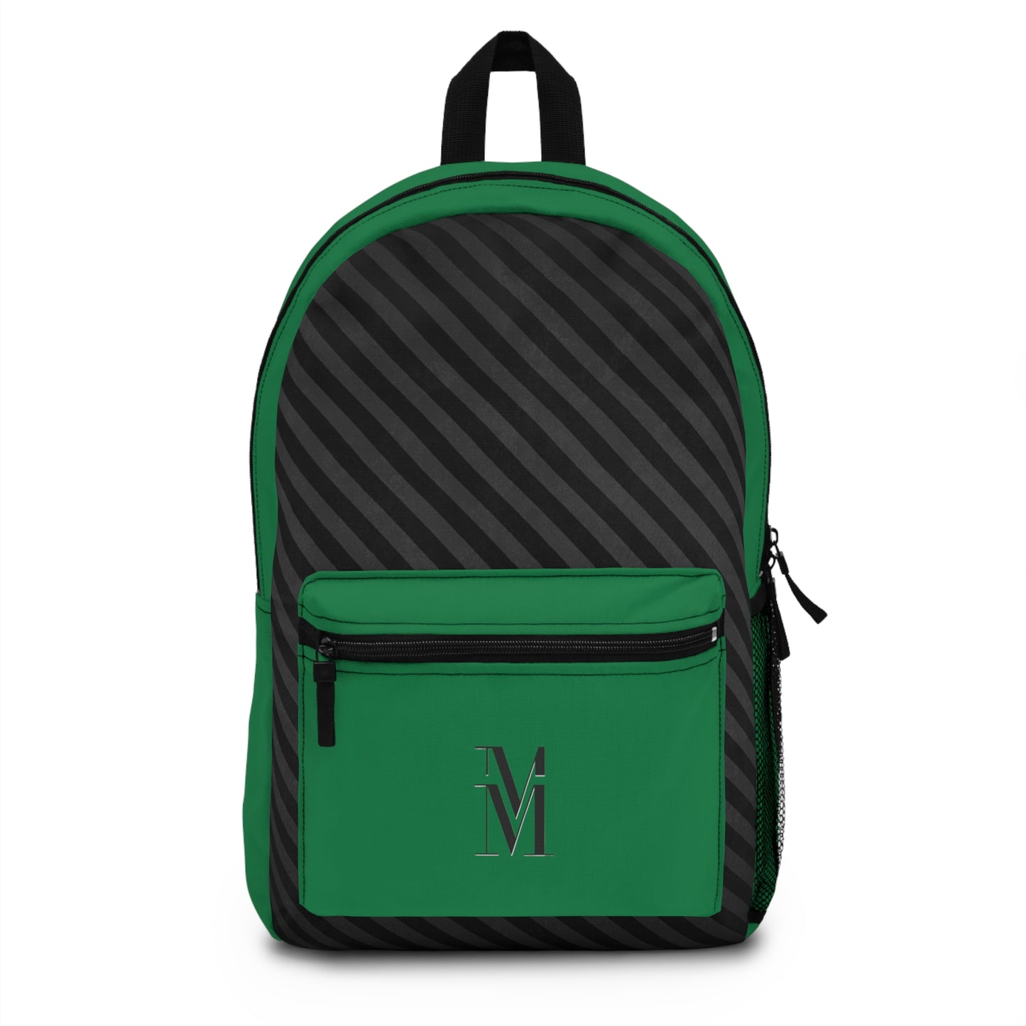 Mss Mia Dark Green w/Black Diagonal Stripe Backpack