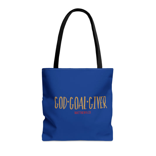 “Goal Giver” Dark Blue Tote Bag