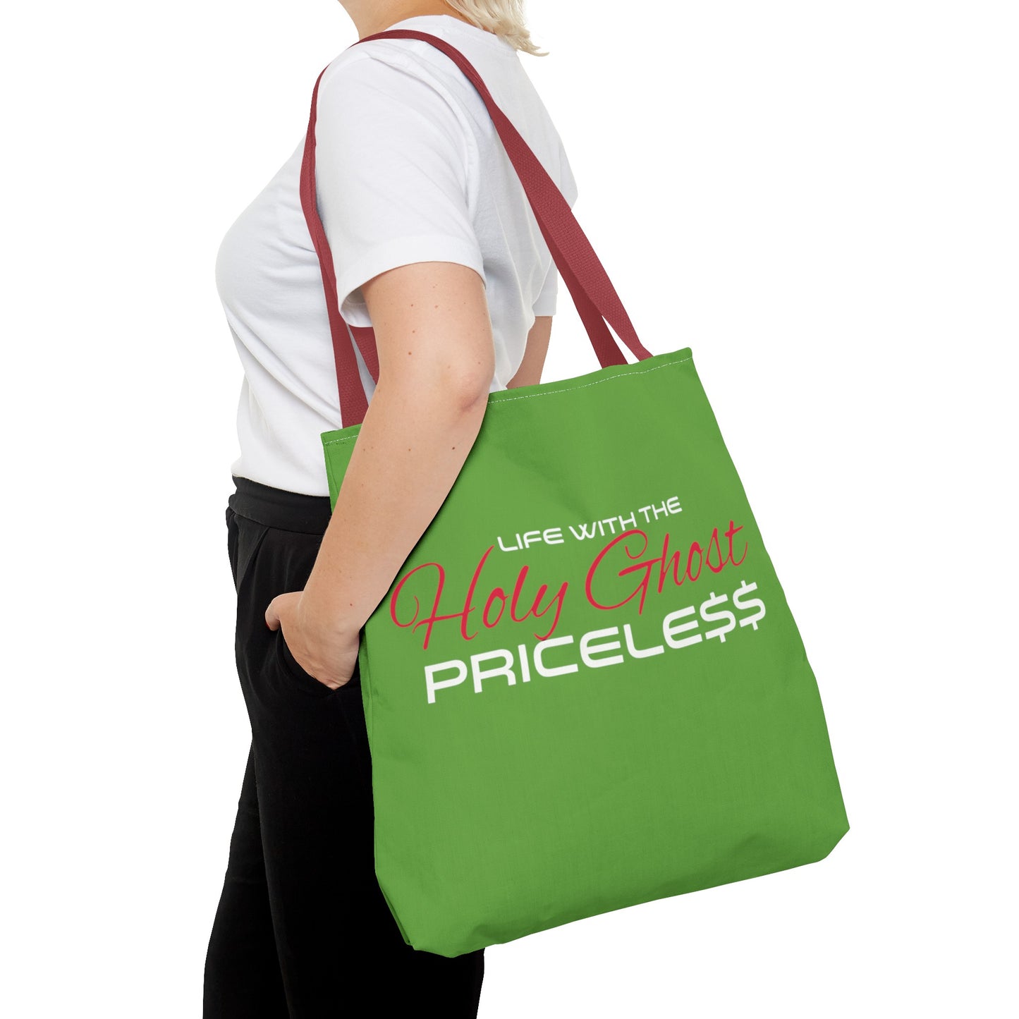 Collection A “Holy Ghost PRICELESS “ Green Tote Bag