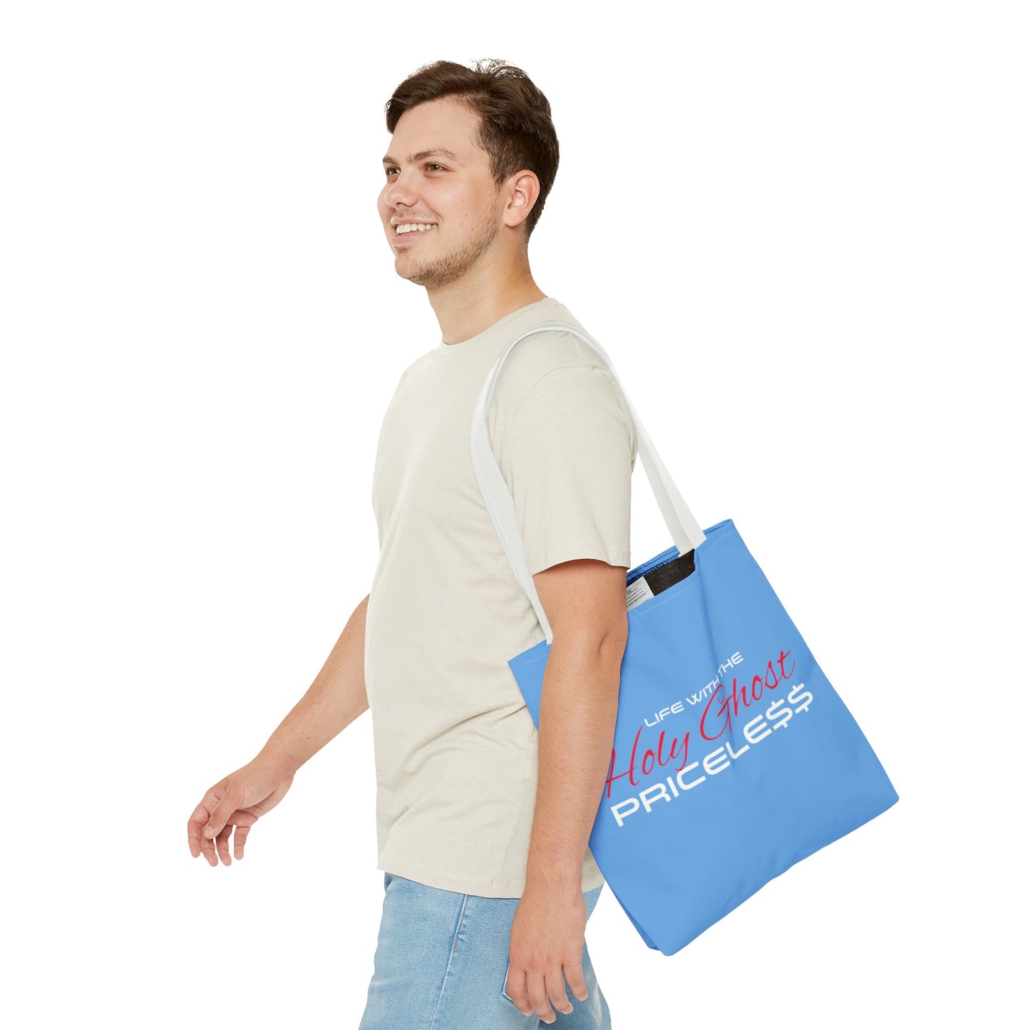 Collection A “Holy Ghost PRICELESS “ Blue Tote Bag