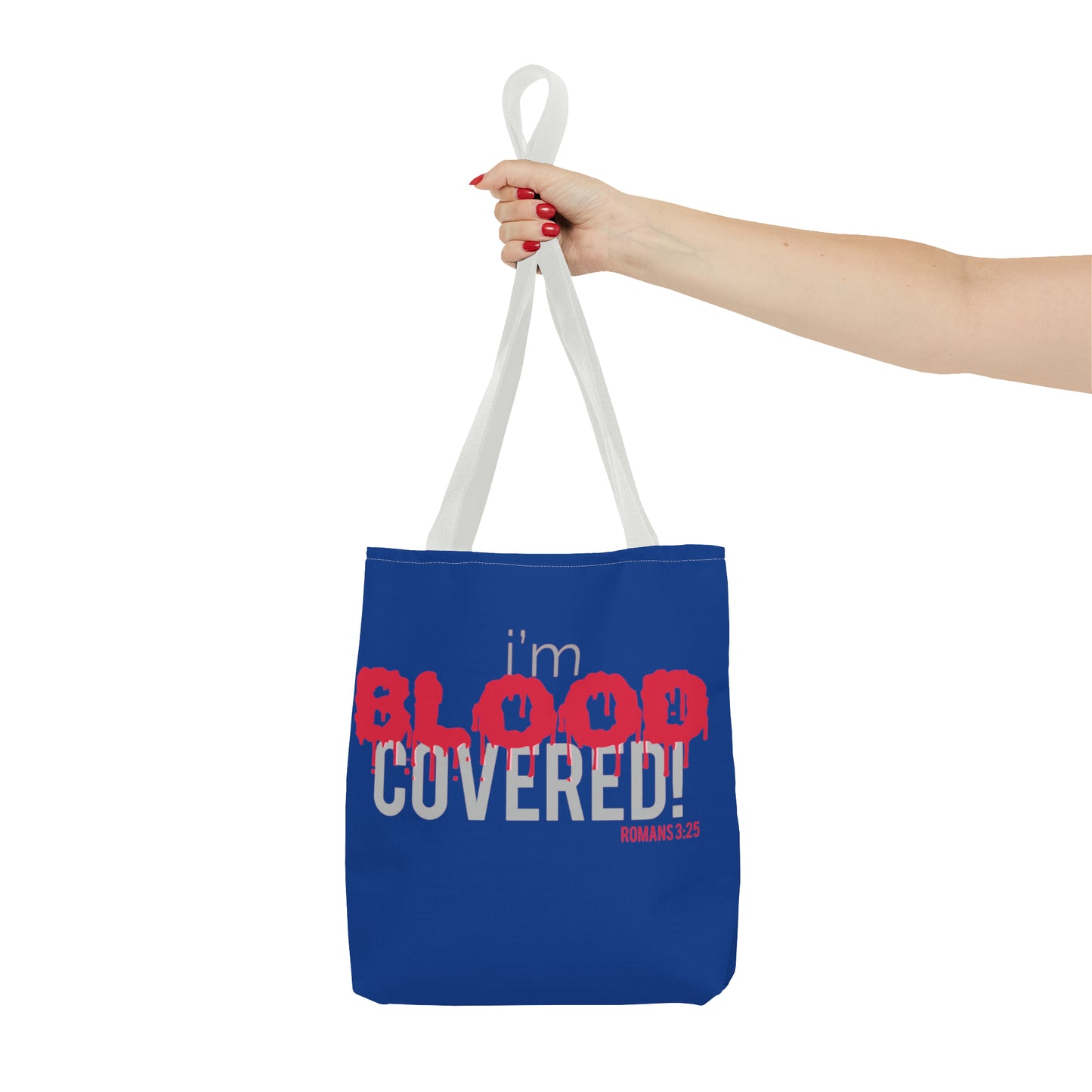 Collection B: “BLOOD Covered” Blue Tote Bag