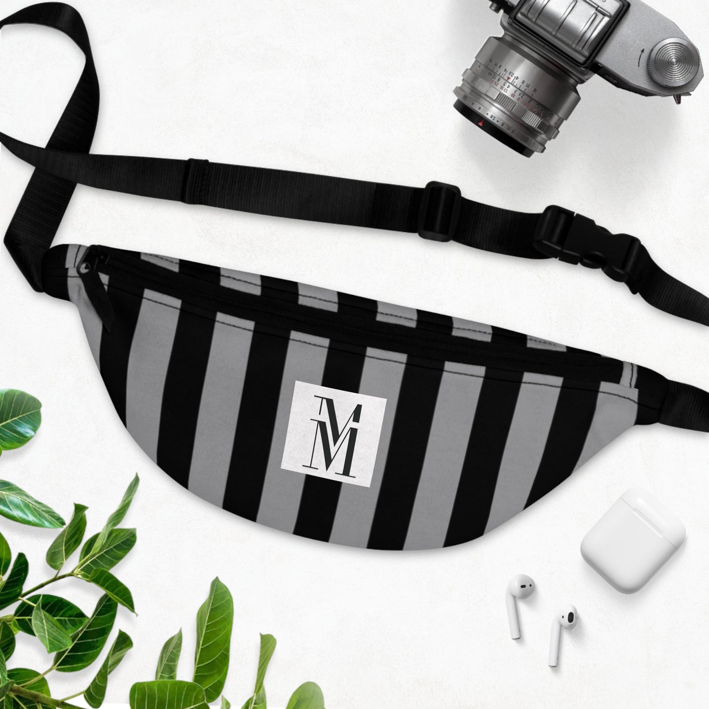 Mss Mia Grey w/Black Rugby Stripe Fanny Pack