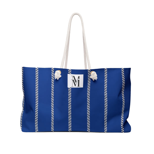 Mss Mia Dark Blue Pinstripe Weekender