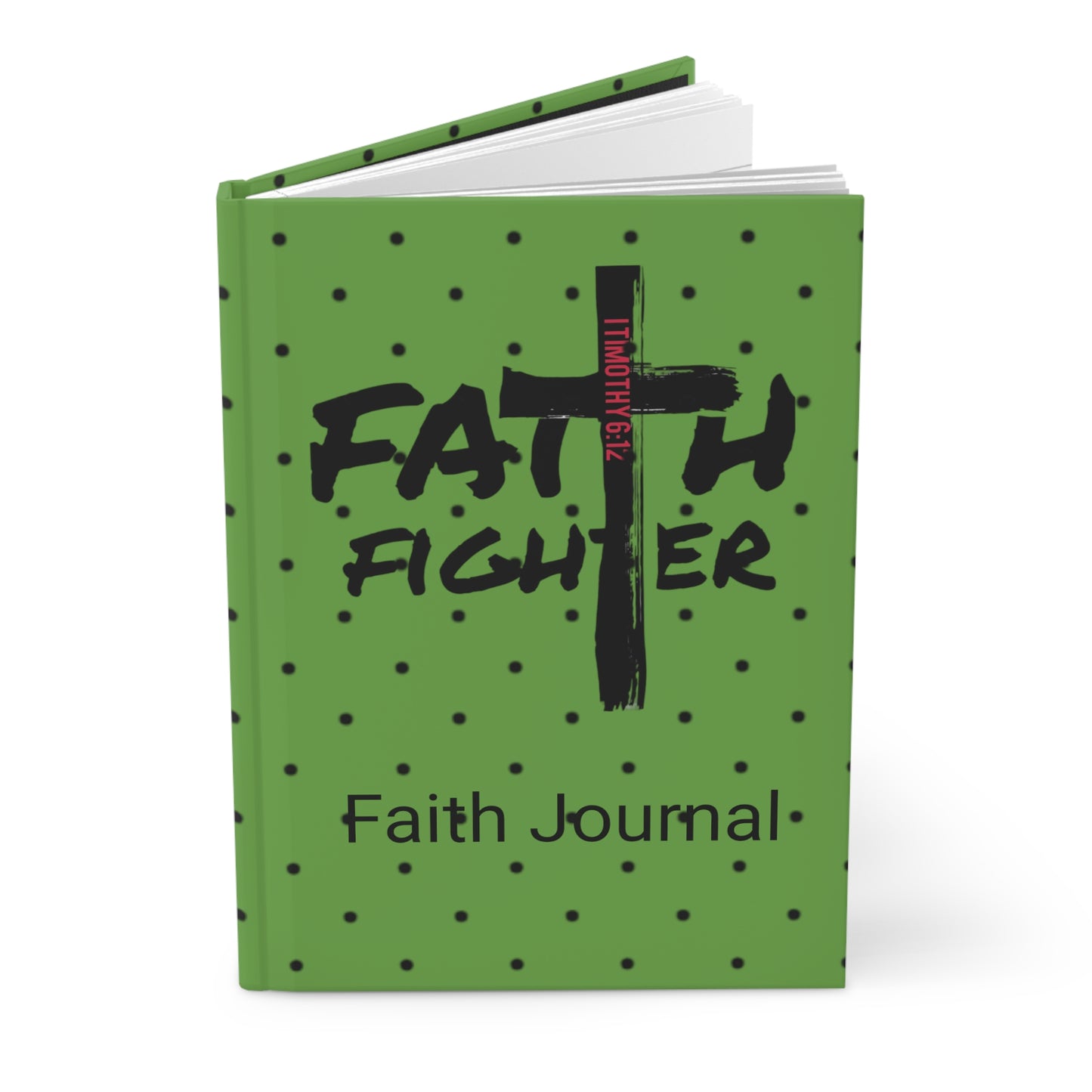 ”Faith Fighter” Light Green Dot Matte Journal