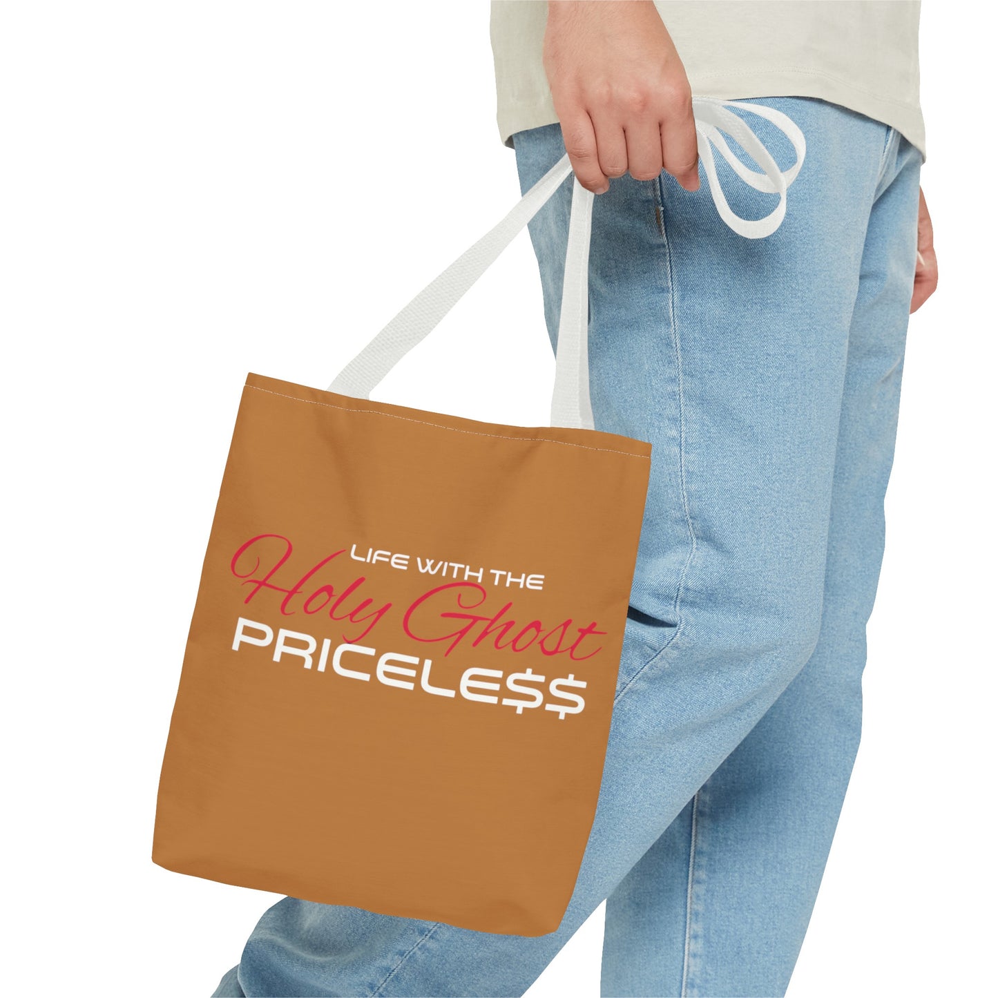 Collection A “Holy Ghost PRICELESS” Tan Tote Bag