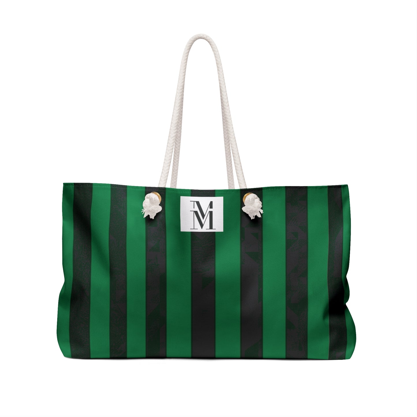 Mss Mia Dark Green/Black Stripe Weekender Bag