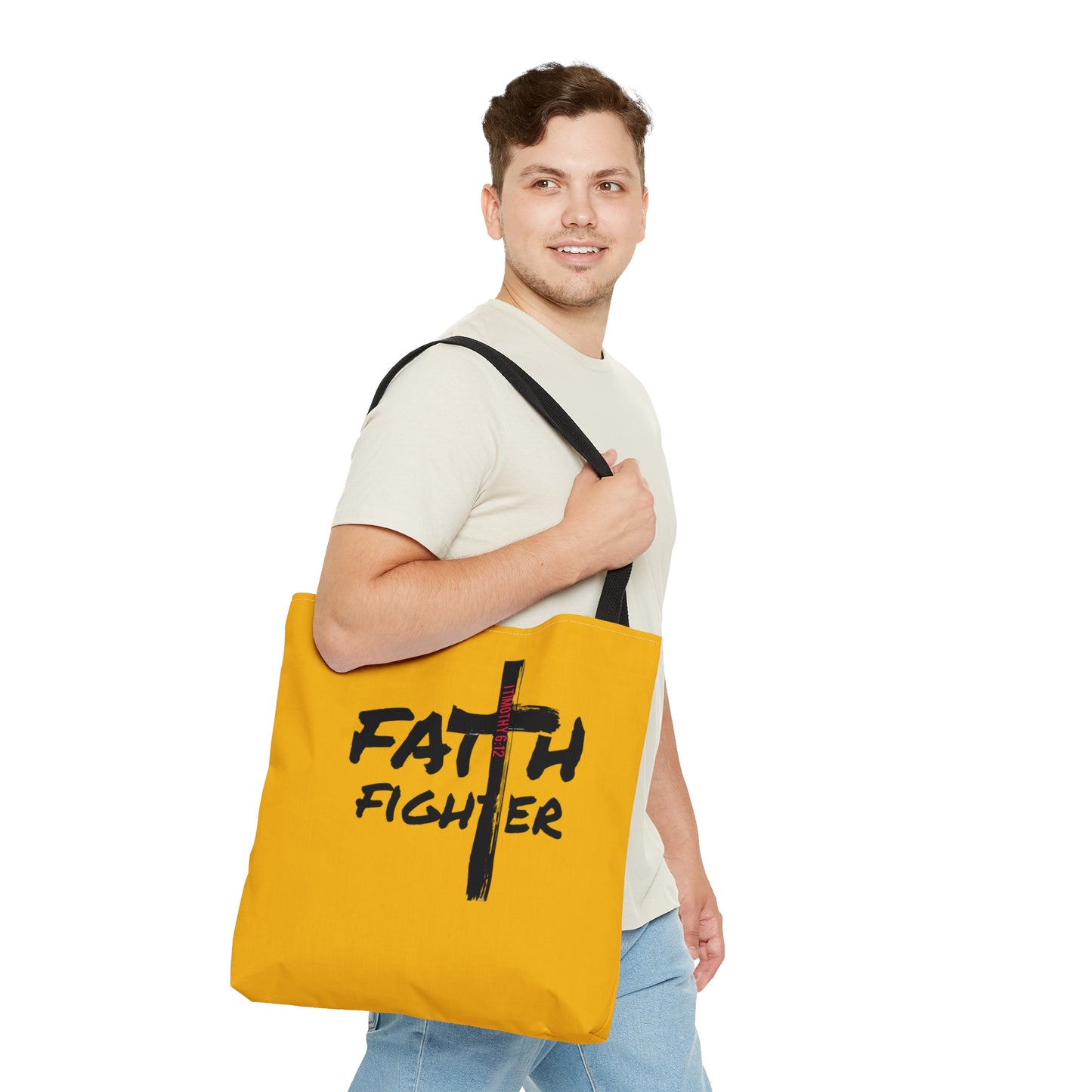 Collection A: “Faith Fighter”  Yellow Tote Bag