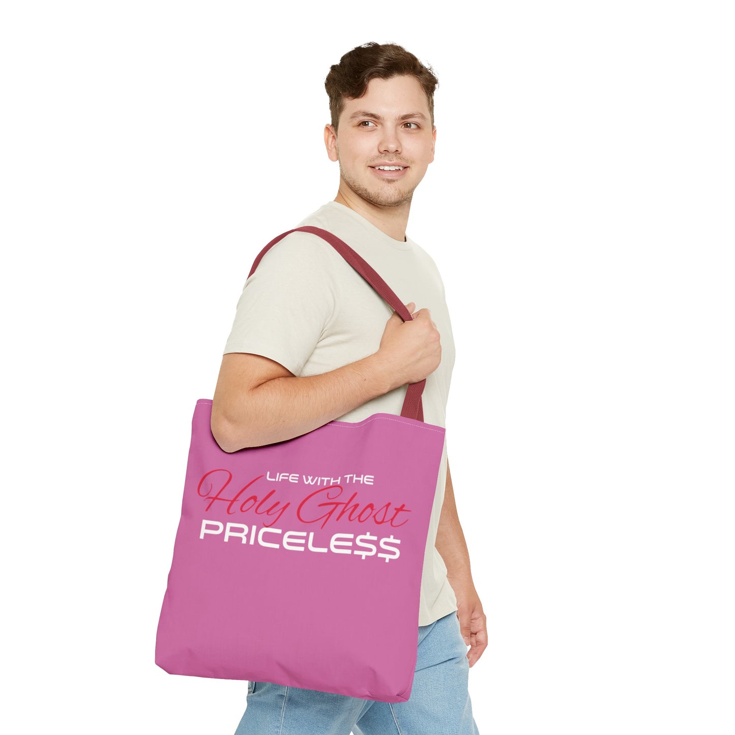 Collection A “Holy Ghost PRICELESS” Pink Tote Bag