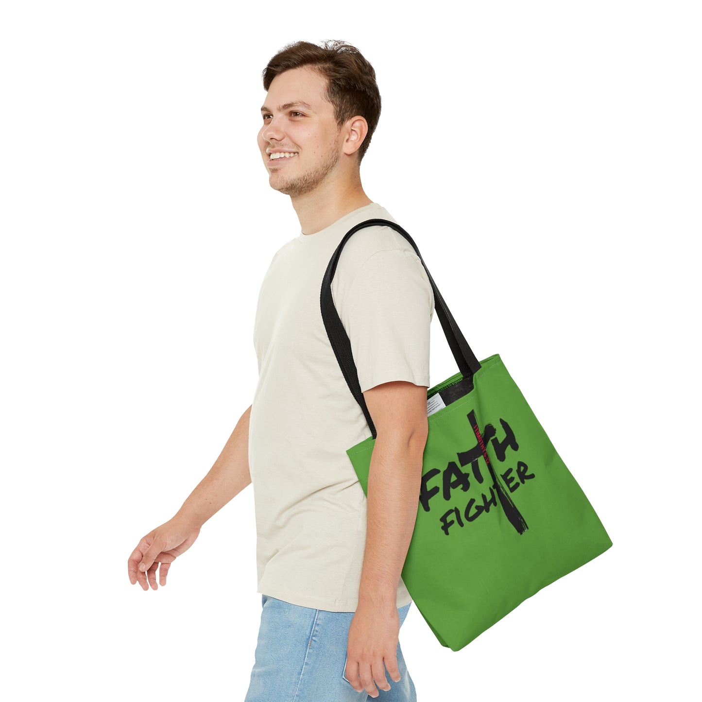 Collection A: “Faith Fighter” Light Green Tote Bag