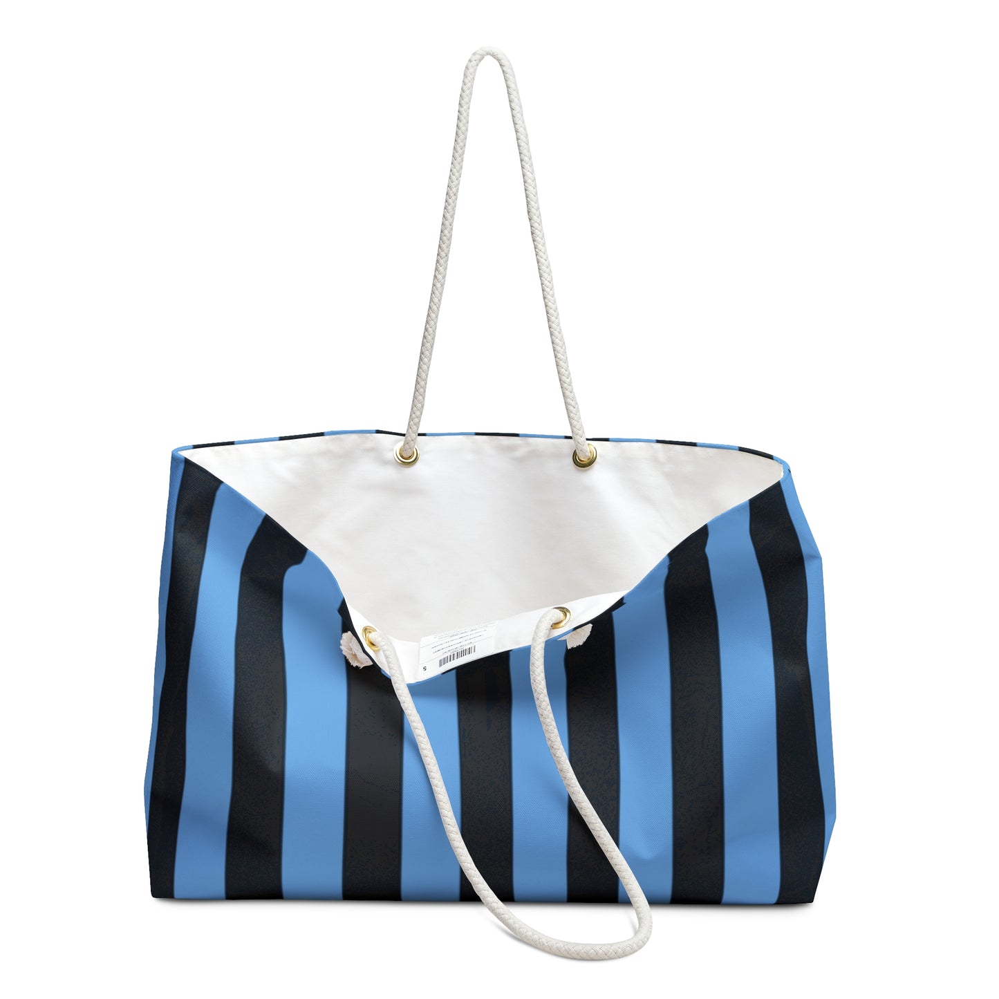 Mss Mia Light Blue/Black Stripe Weekender Bag