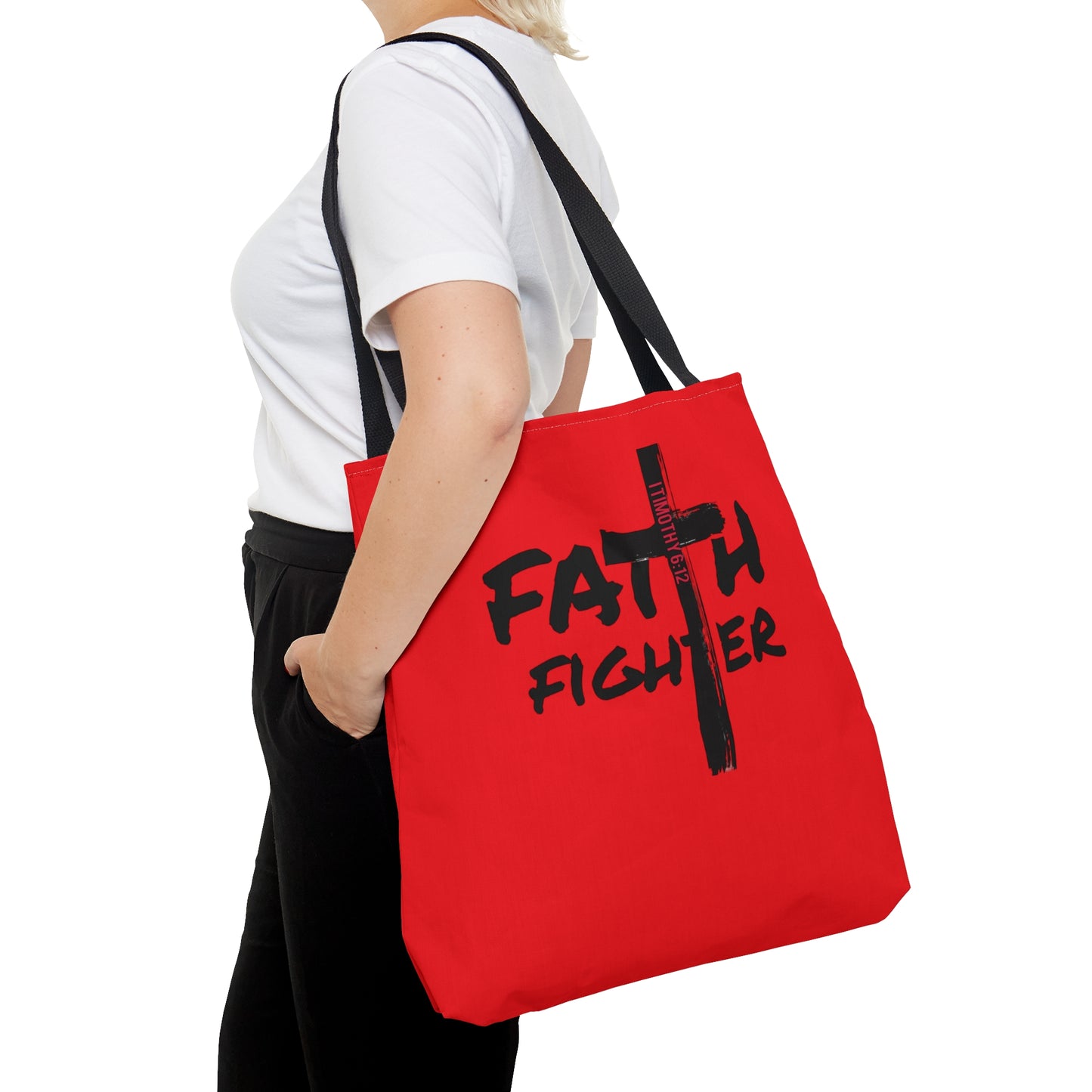 Collection A: “Faith Fighter” Red Tote Bag