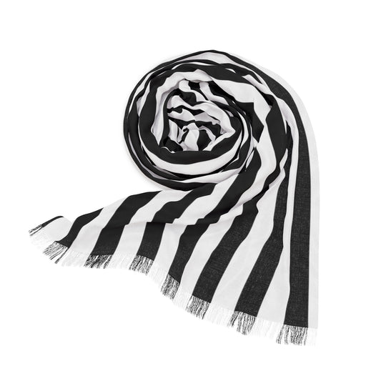 MssMia White w/ Black Stripe Light Scarf