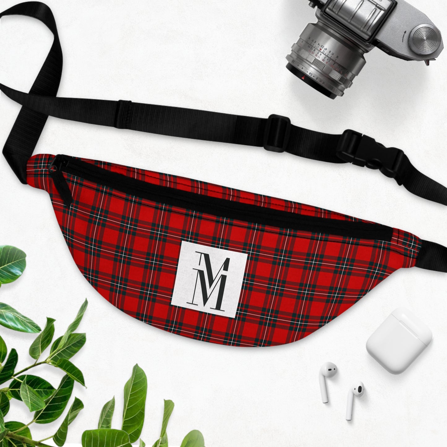 Mss Mia Red w Green Plaid Fanny Pack