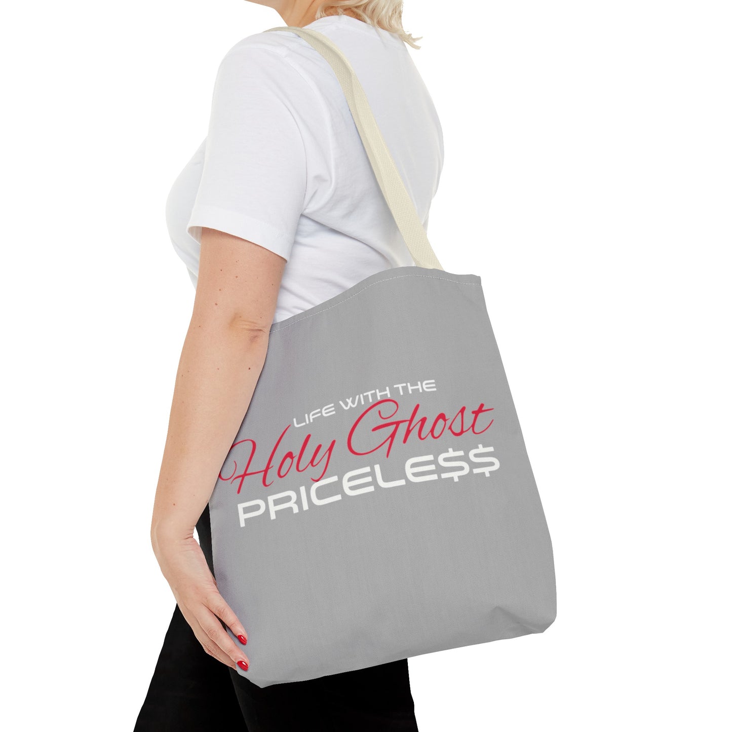 Collection A “Holy Ghost PRICELESS “ Grey Tote Bag