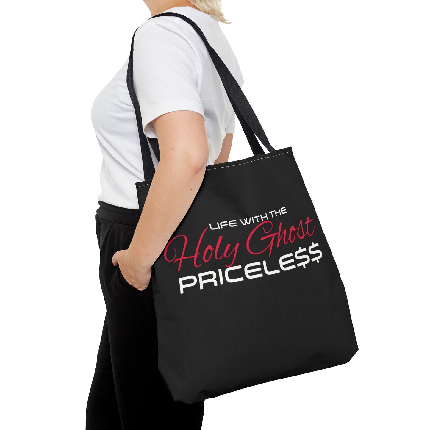 Collection A “Holy Ghost PRICELESS” Black Tote Bag